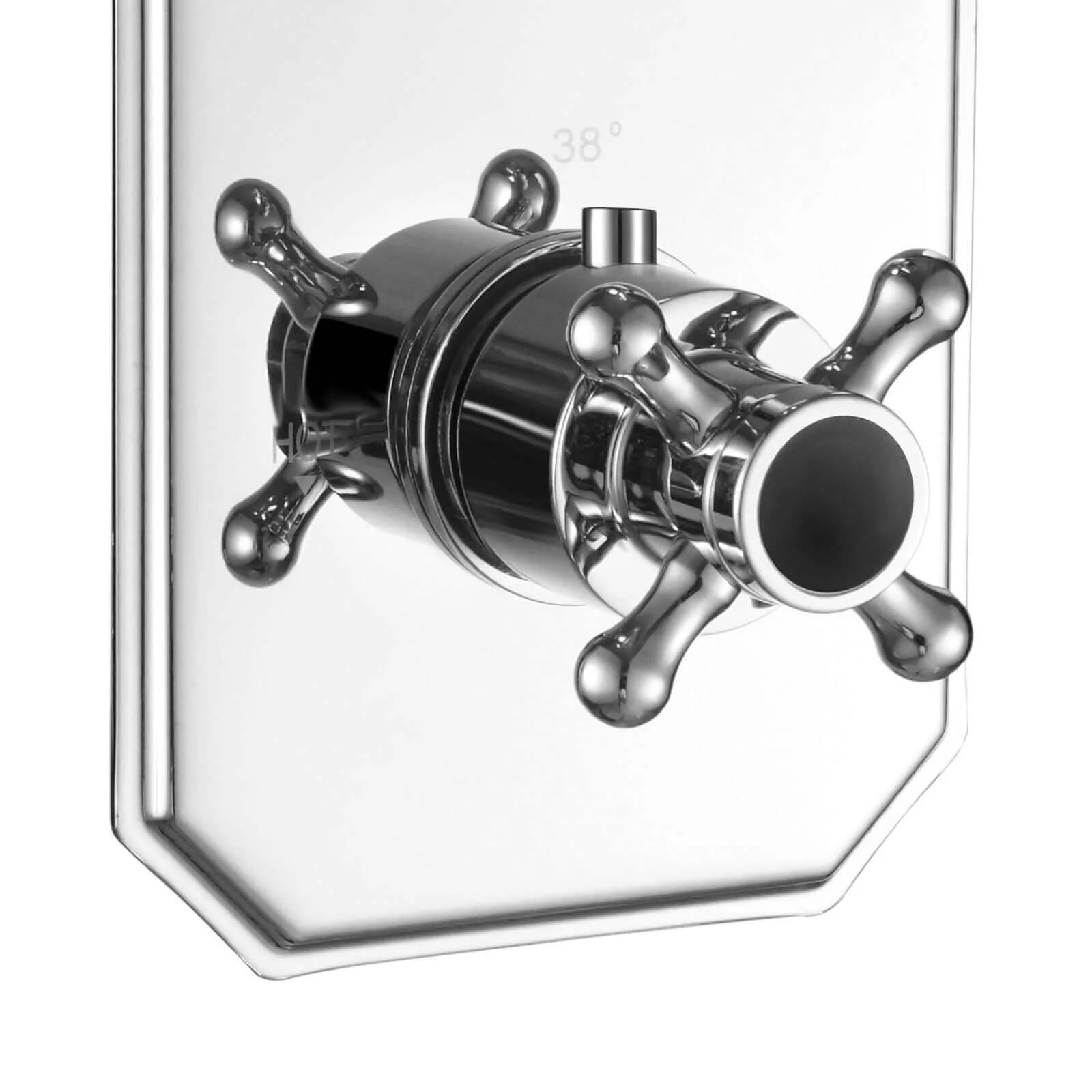 Regent traditional crosshead and black lever concealed thermostatic twin shower valve with 2 outlets - chrome - Image 4