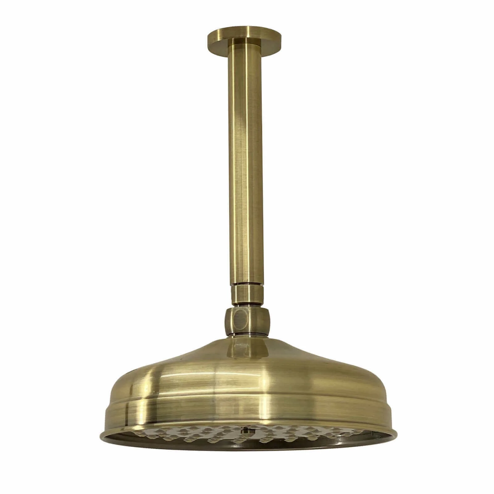 Regent Traditional Crosshead And White Lever Concealed Thermostatic Shower Set Ceiling Fixed 8" Shower Head - Antique Brass (1 Outlet) - Image 3