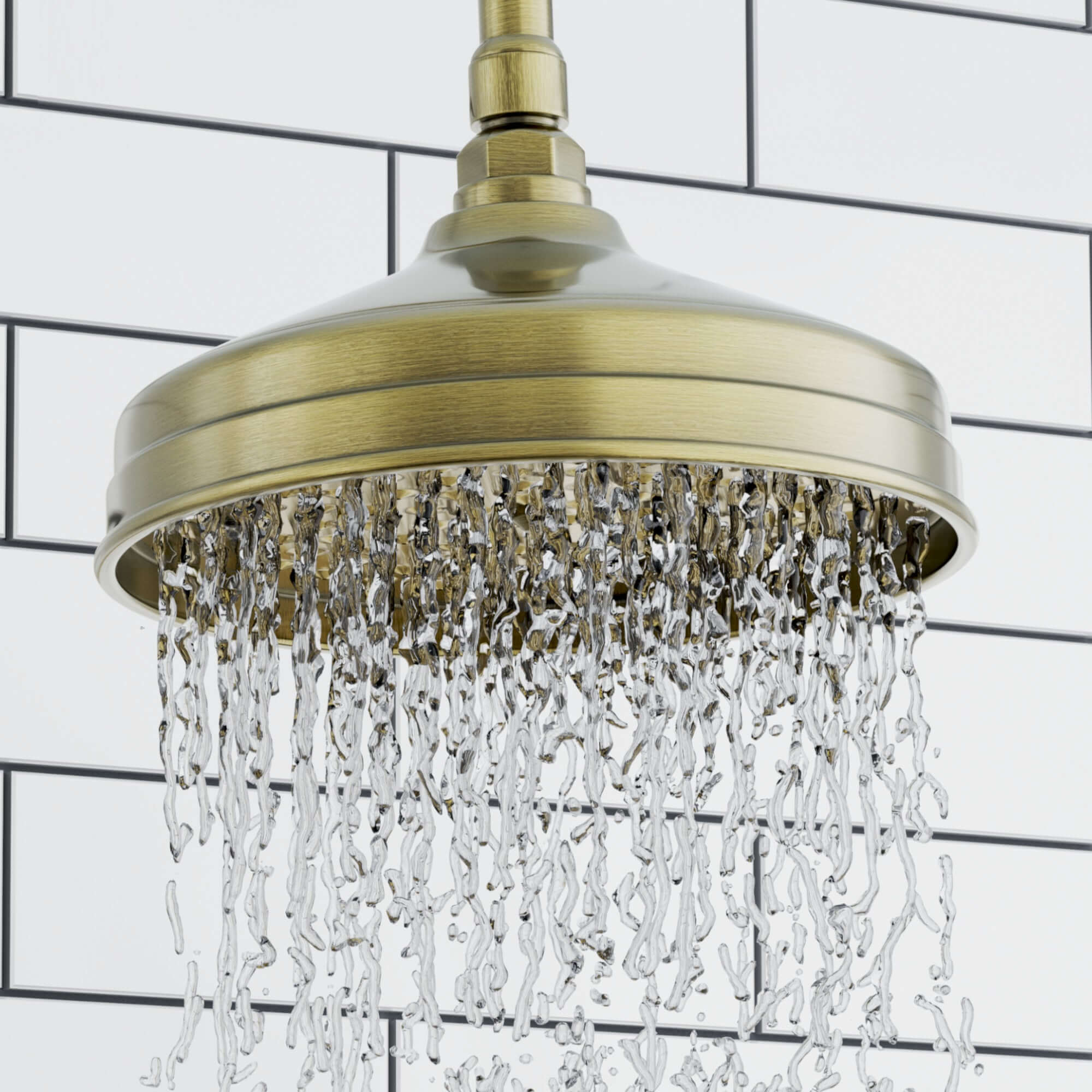 Regent Traditional Crosshead And White Lever Concealed Thermostatic Shower Set Incl. Triple Diverter Valve, Wall Fixed 8" Shower Head, Slider Rail Kit, Bath Filler Waste with Overflow - Antique Brass (3 Outlet) - Image 2