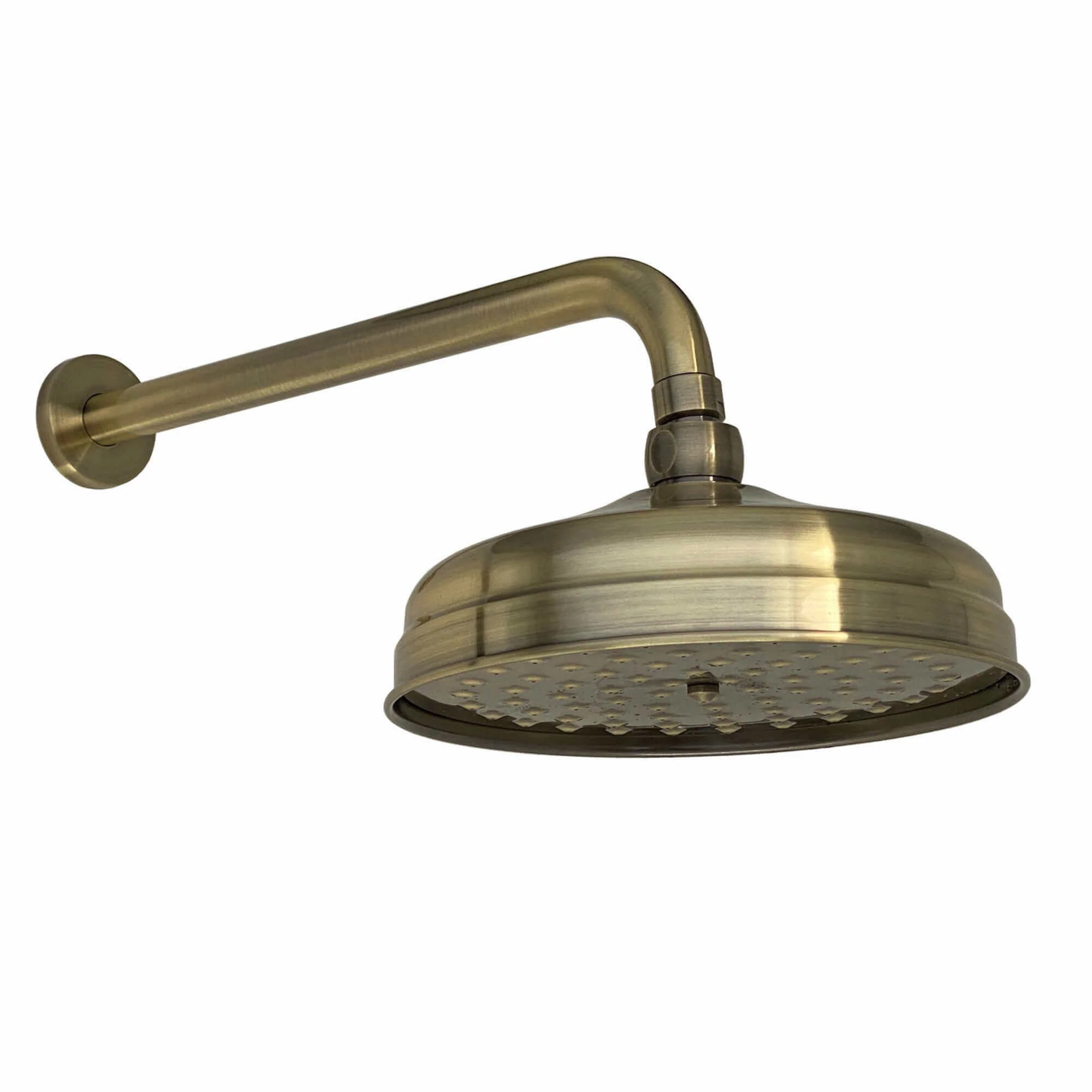 Regent Traditional Crosshead And White Lever Concealed Thermostatic Shower Set Incl. Twin Valve, Wall Fixed 8" Shower Head, Handshower Kit - Antique Brass (2 Outlet) - Image 5