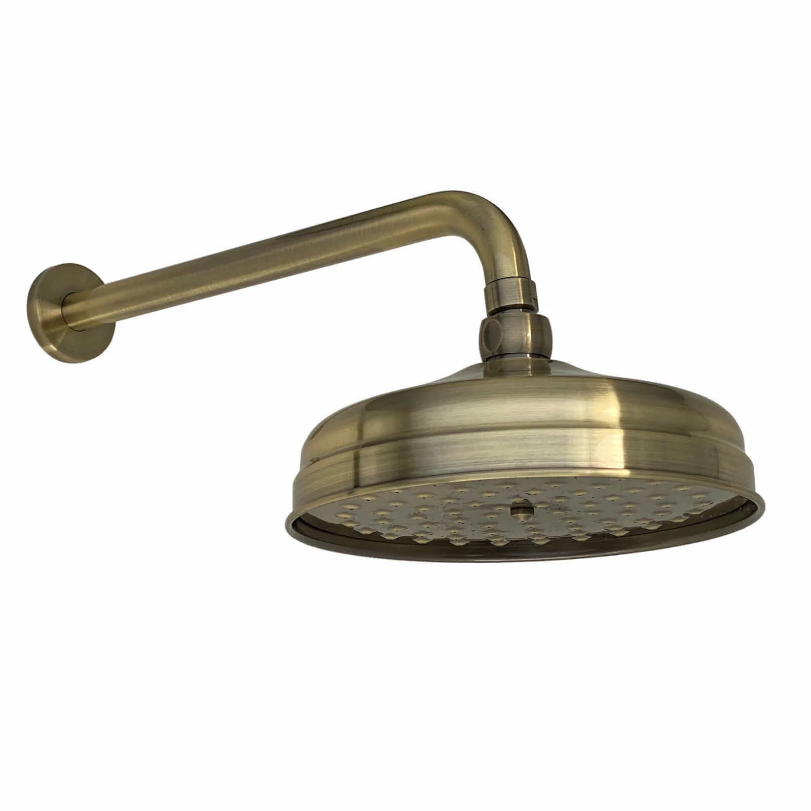 Regent Traditional Crosshead And White Lever Concealed Thermostatic Shower Set Incl. Twin Valve, Wall Fixed 8" Shower Head, Slider Rail Kit - Antique Brass (2 Outlet) - Image 3