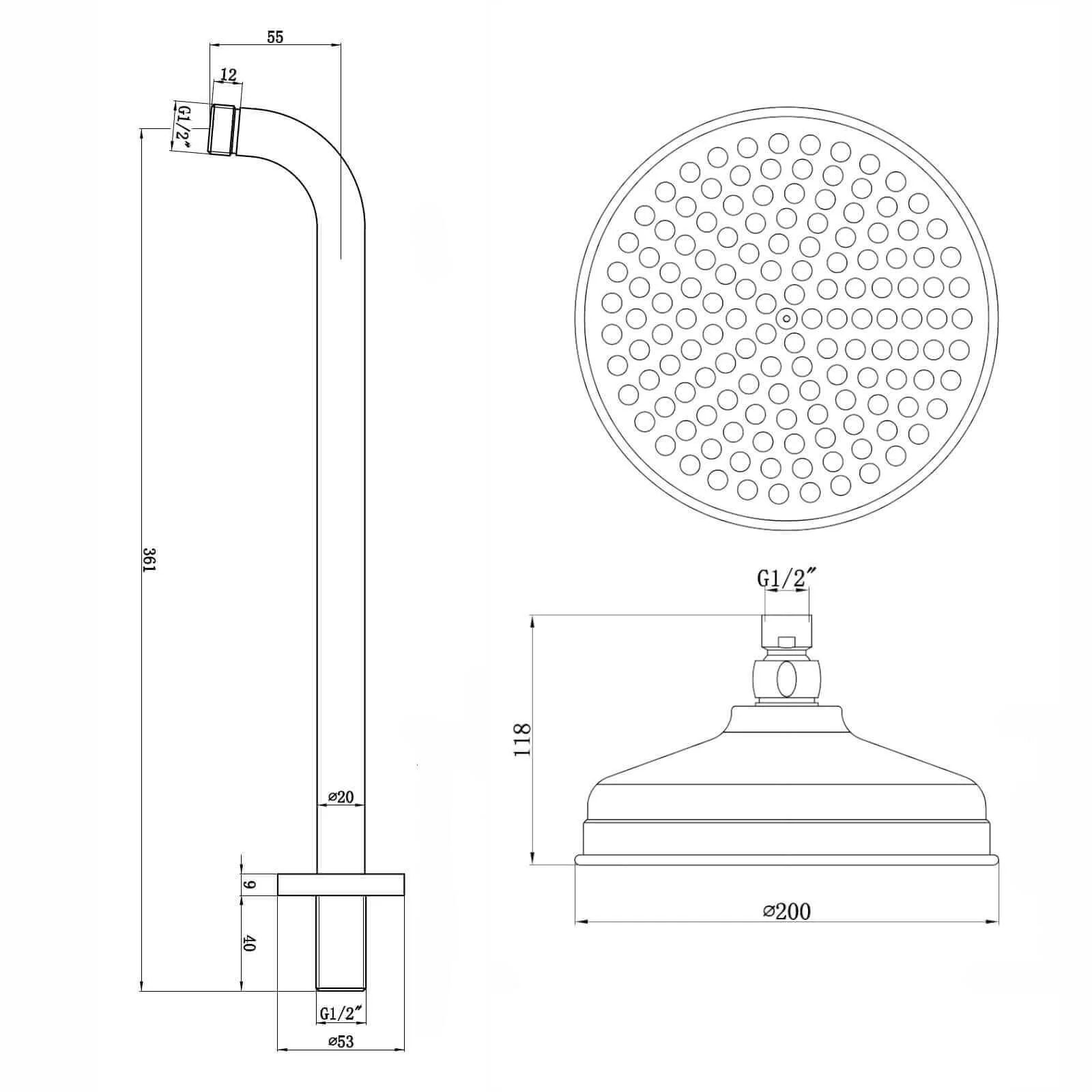 Regent Traditional Crosshead And White Lever Concealed Thermostatic Shower Set Wall Fixed 8" Shower Head - Antique Brass (1 Outlet) - Image 9