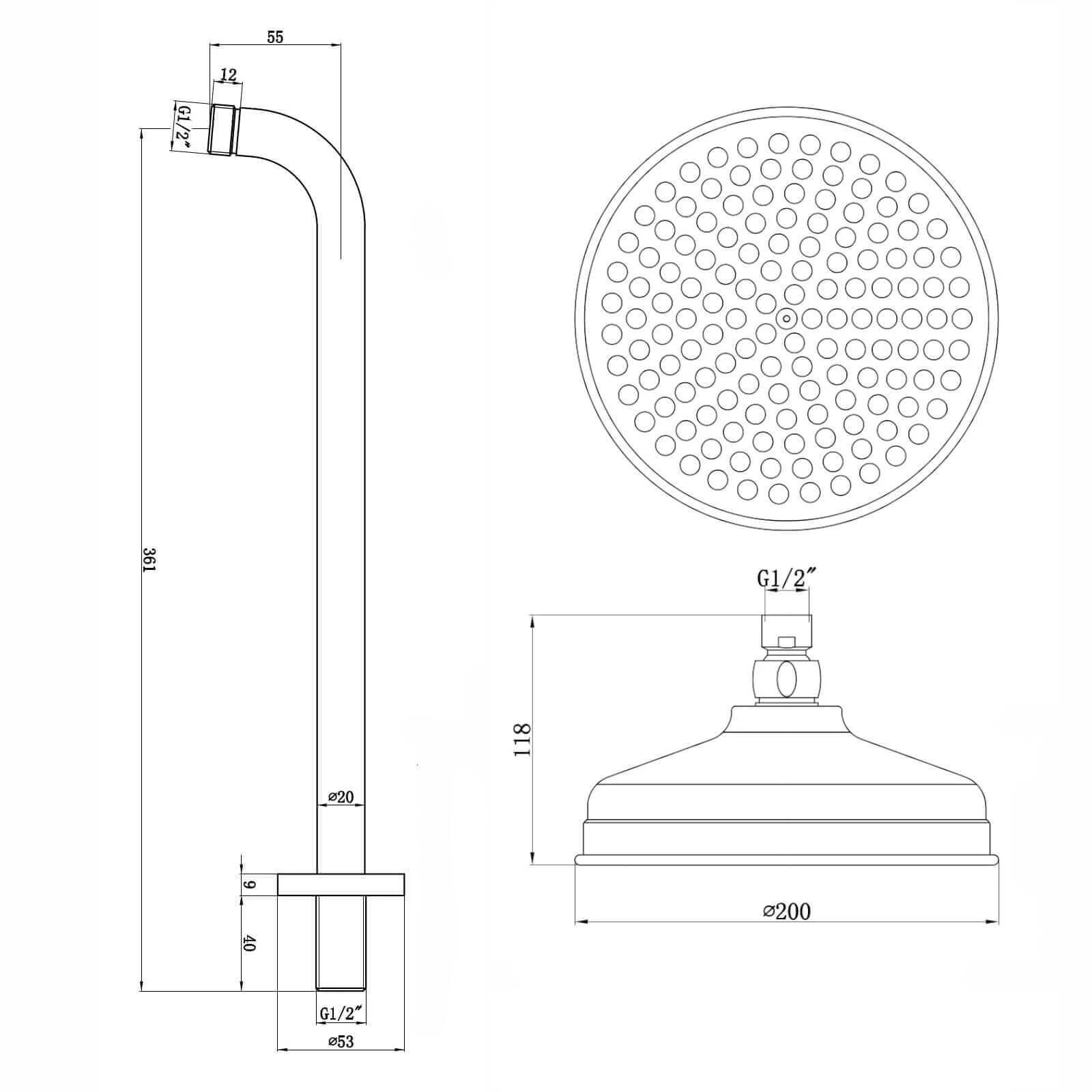 Regent Traditional Crosshead And White Lever Concealed Thermostatic Shower Set Wall Fixed 8" Shower Head - Chrome (1 Outlet) - Image 8