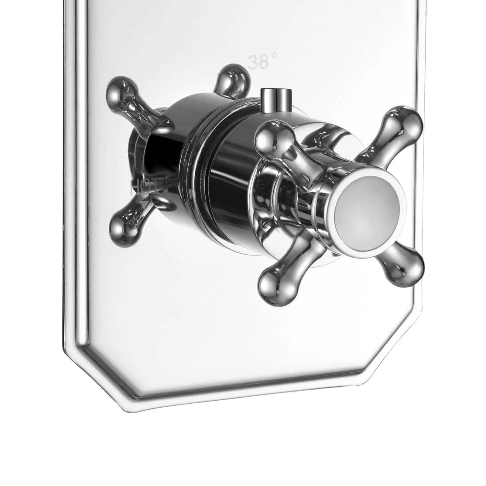 Regent traditional crosshead and white lever concealed thermostatic twin shower valve with 1 outlet - chrome - Image 4