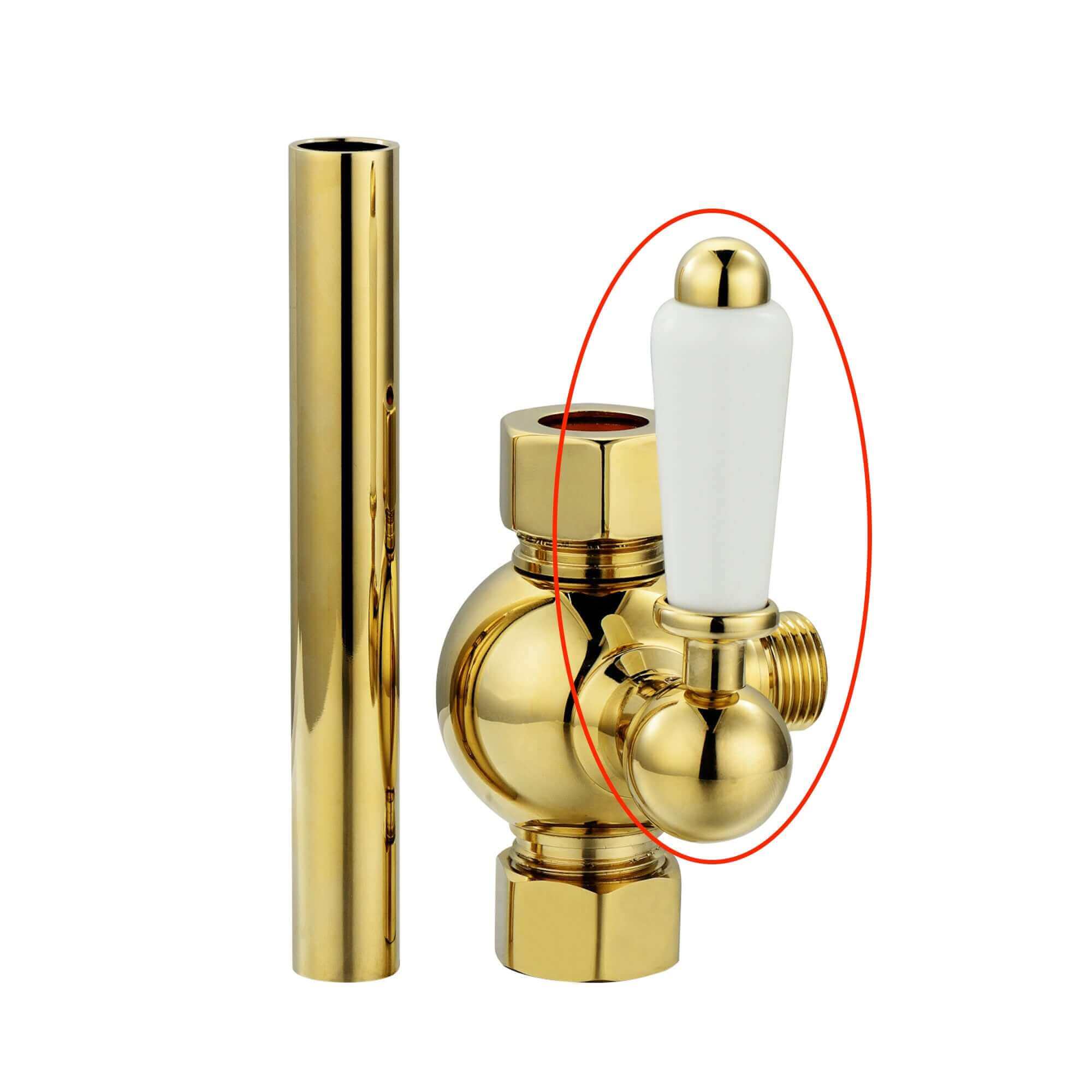 Replacement white ceramic lever with housing and grub screw for D06 - gold - Image 2