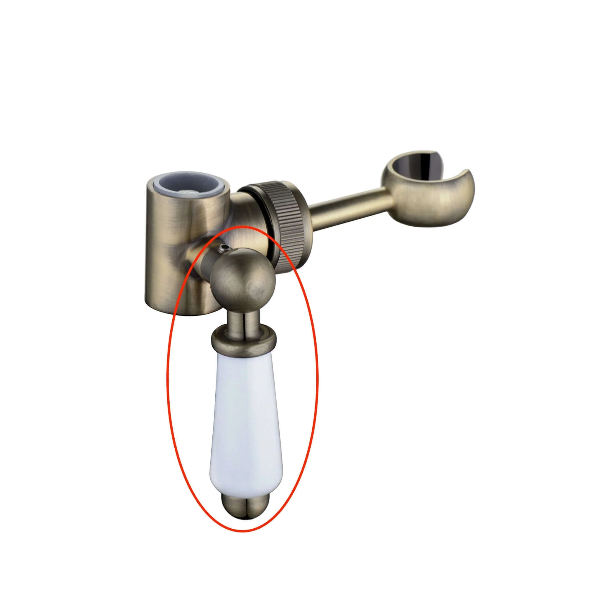 Replacement white ceramic lever with housing and grubscrew for B08 - antique brass - Image 2