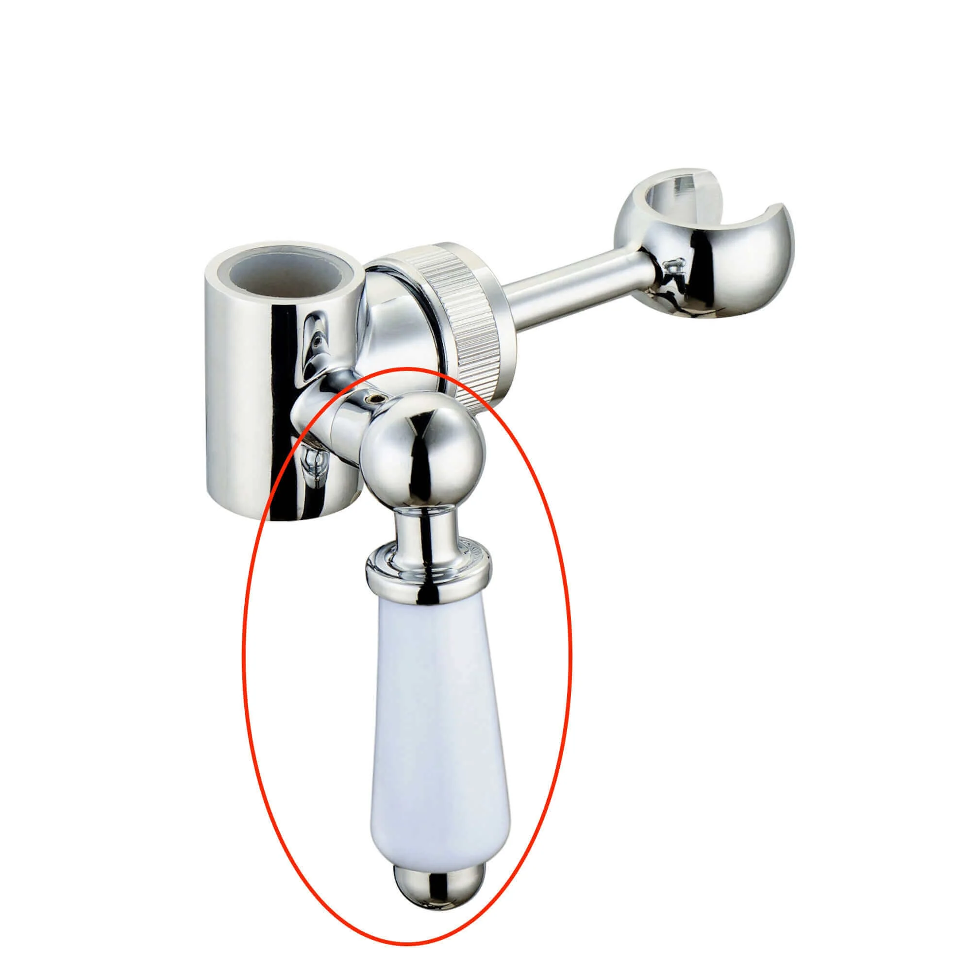 Replacement white ceramic lever with housing and grubscrew for B14 - chrome - Image 2