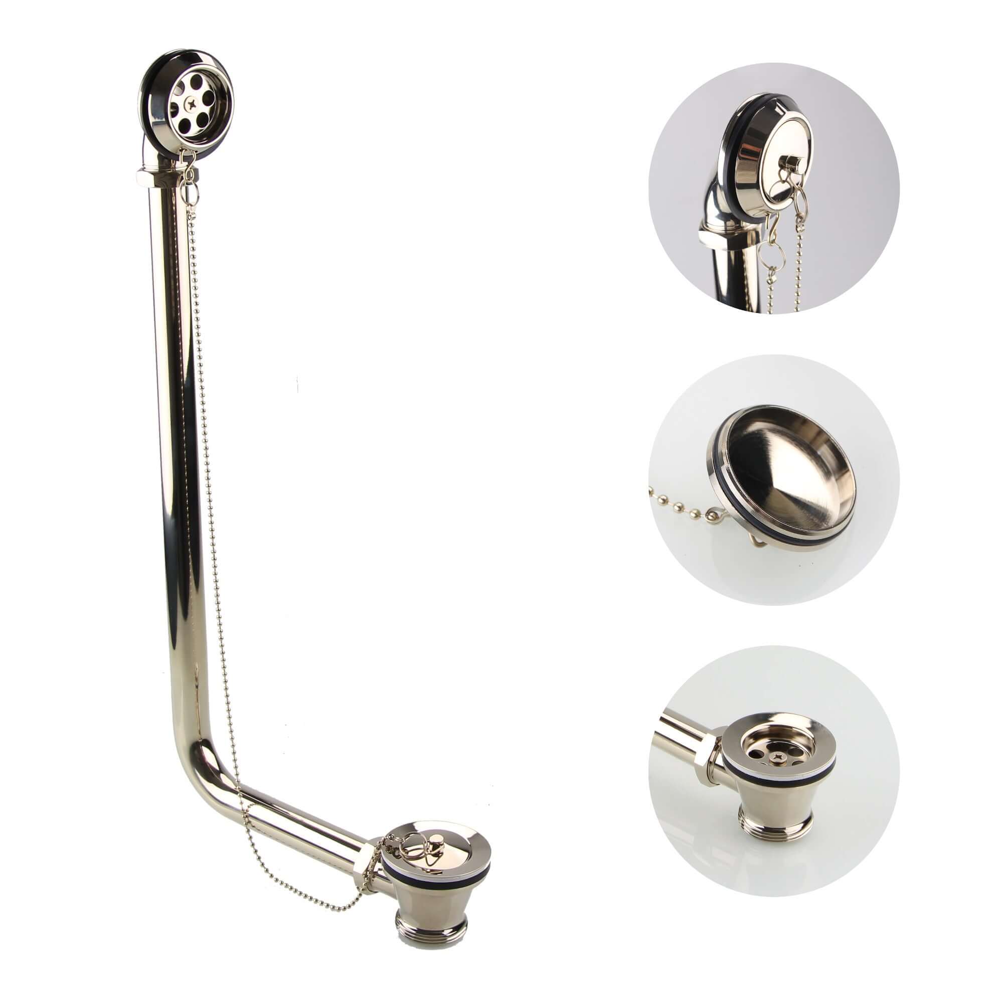 Roll top bath pack incl. exposed bath waste, shrouds and bath trap - gold - Image 2