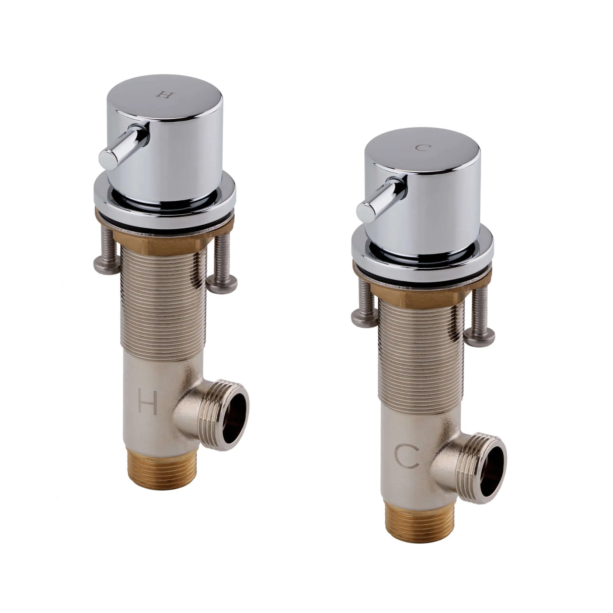 Round 3/4" deck bath side valves (pair) - chrome - Image 2