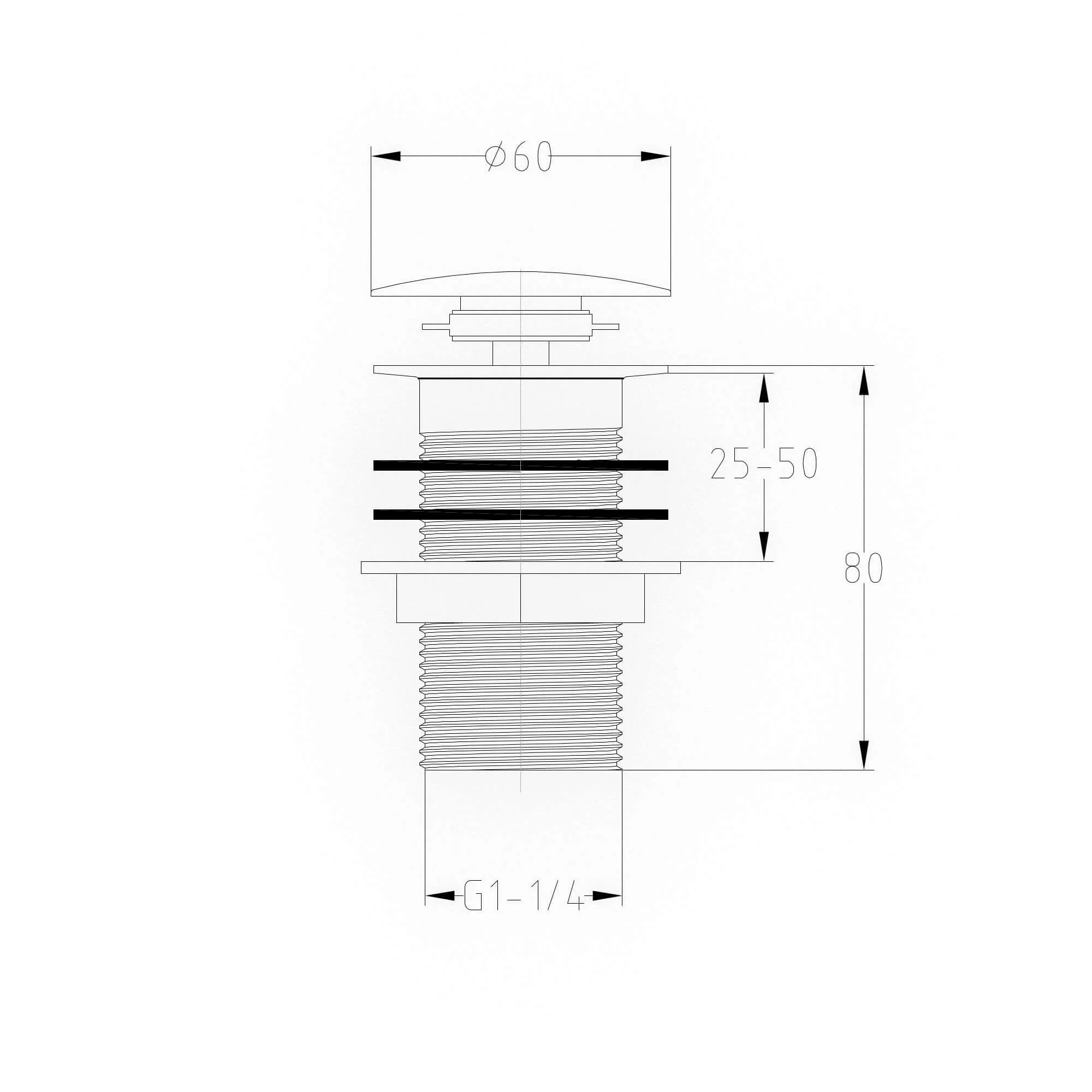Pop up basin waste round un-slotted - chrome - Image 3