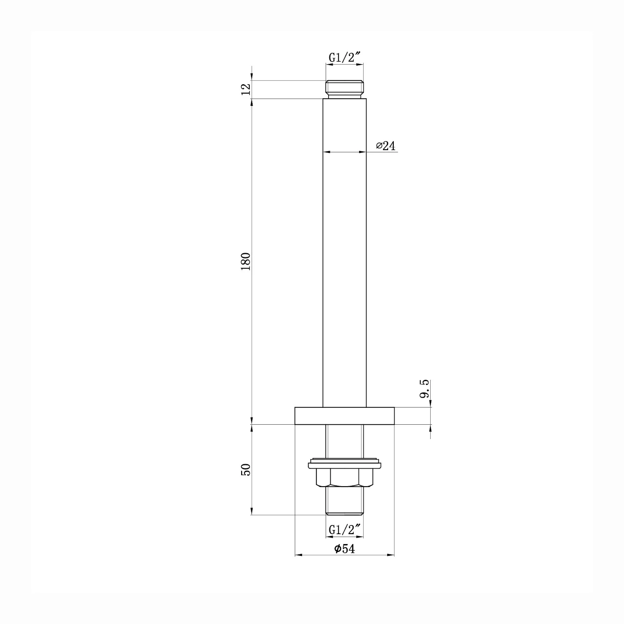 Round ceiling mounted shower arm 180mm - brushed brass - Image 2