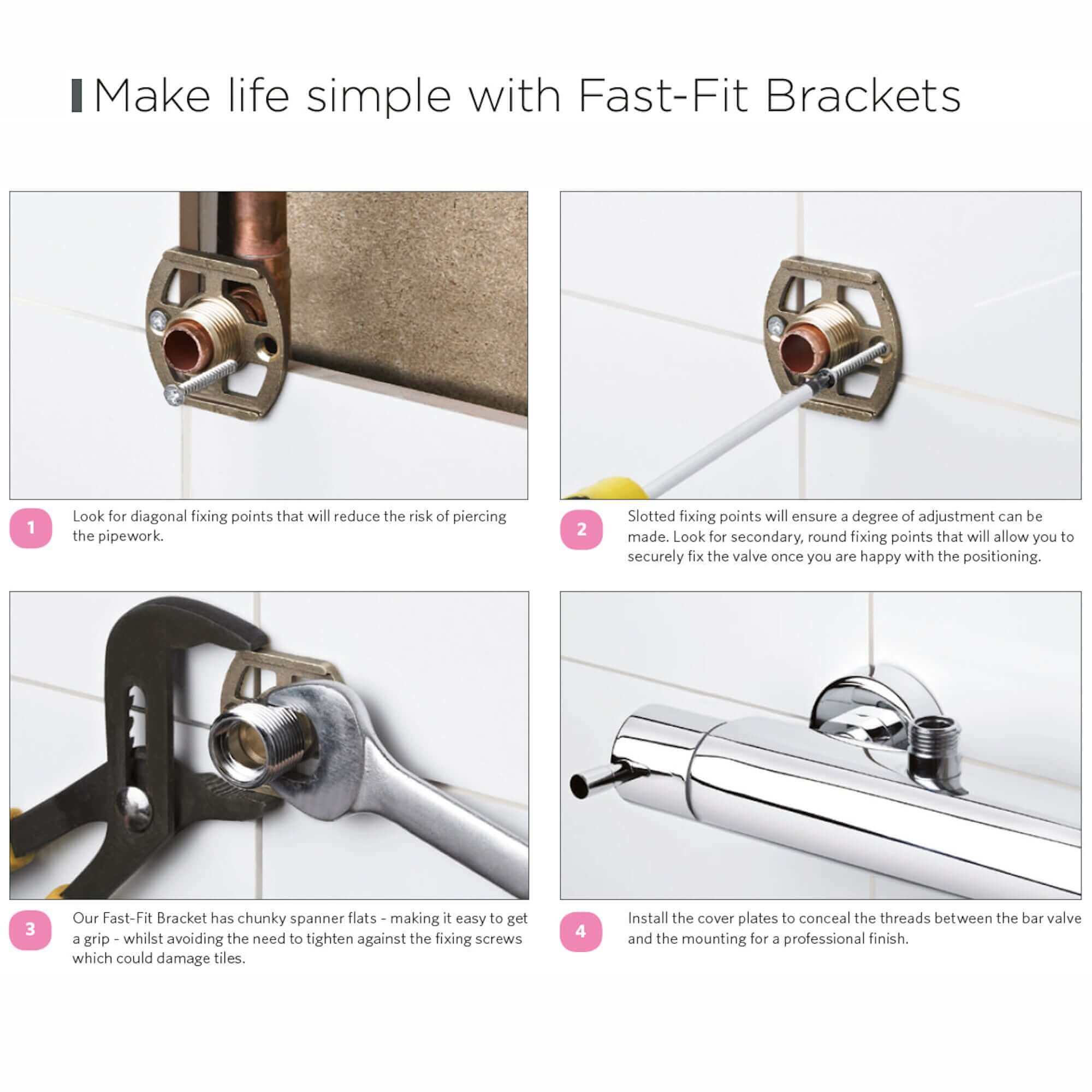 Round easy fix kit bracket for bar shower valves - matt black - Image 3
