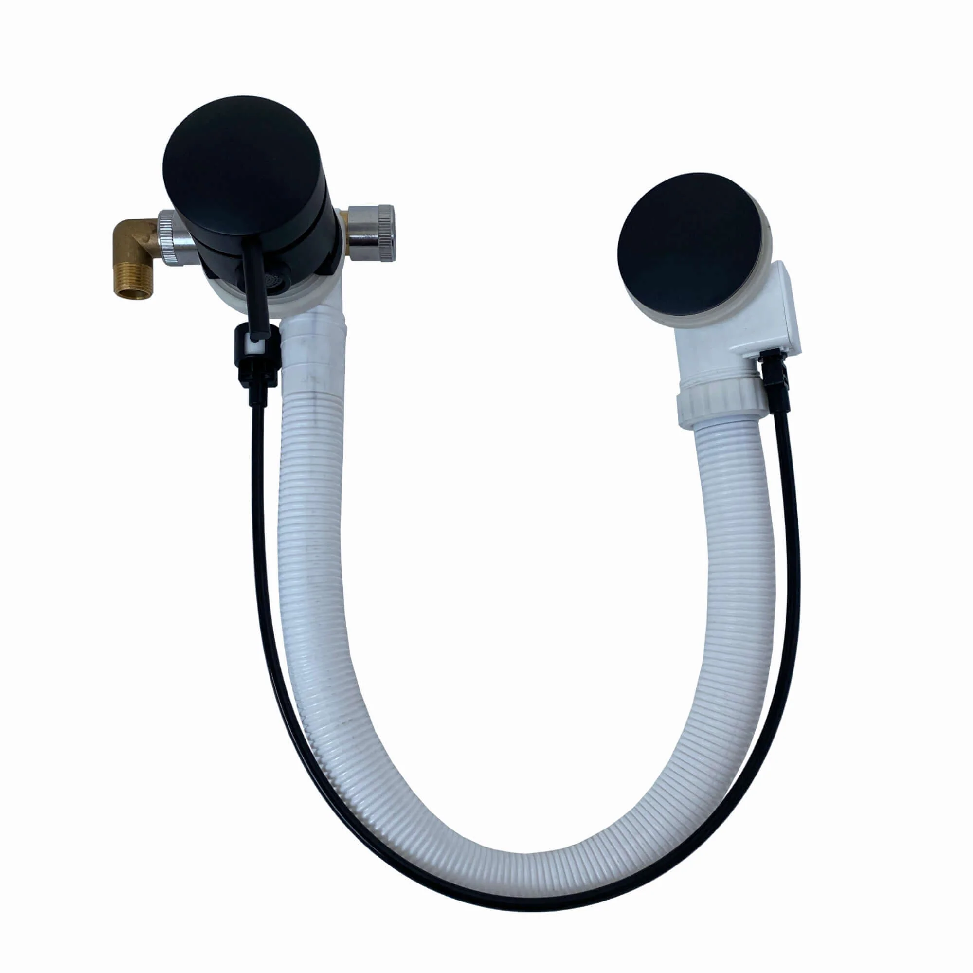 Round freeflow bath filler with overflow and pop up waste - matt black - Image 3