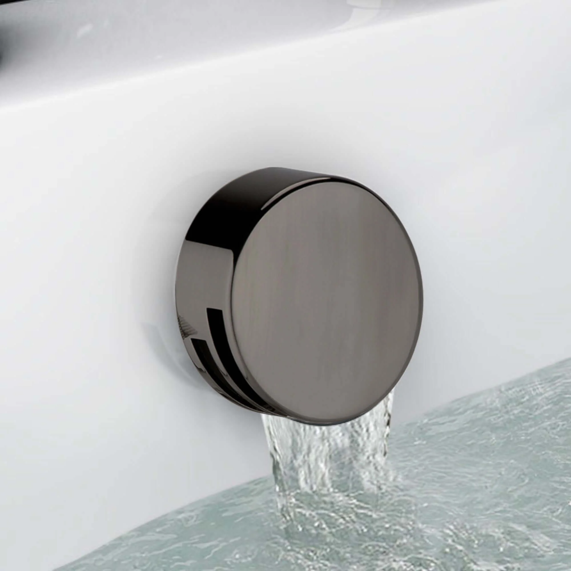 Round overflow bath filler with 3/4" deck bath side valves (pair) - gunmetal grey - Image 2