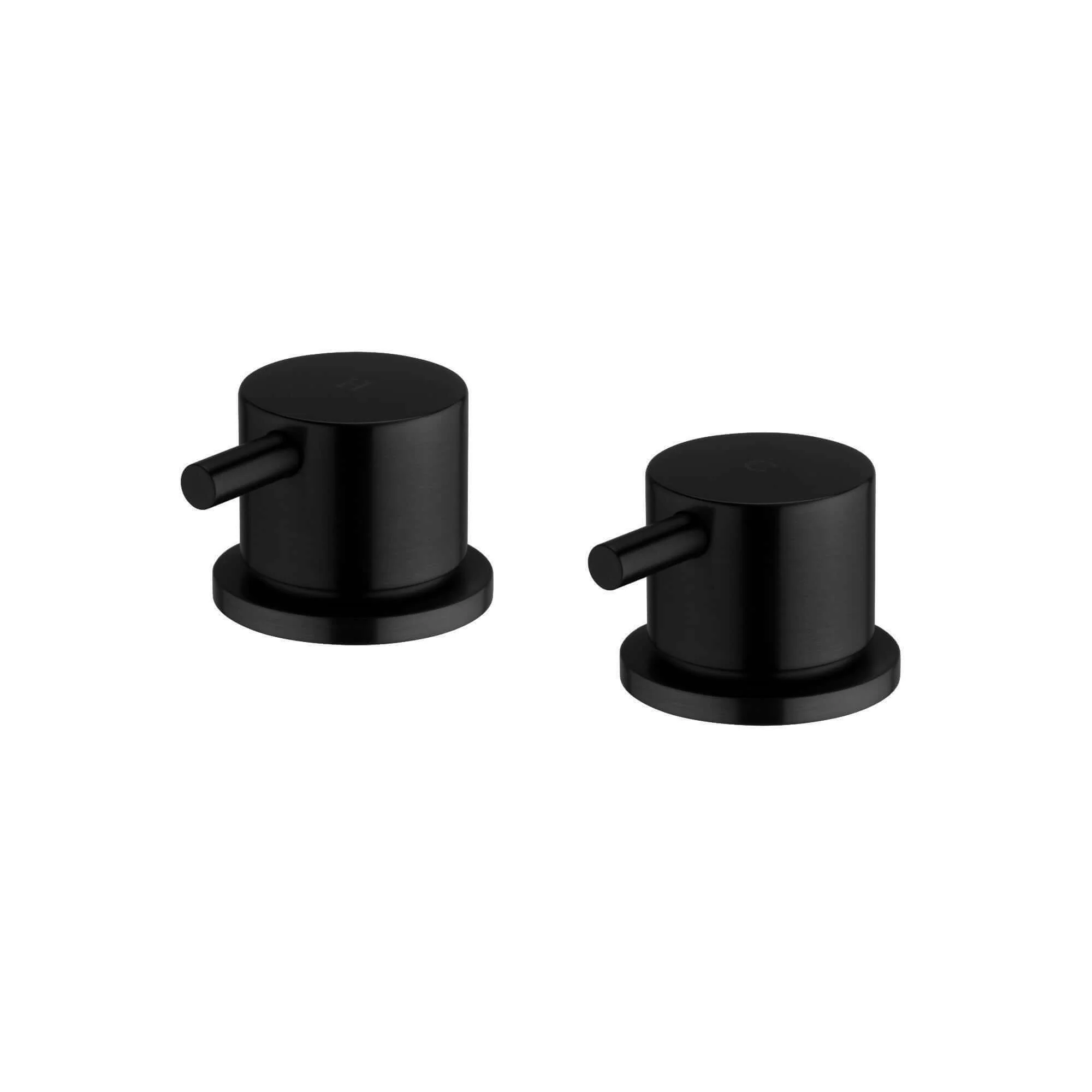 Round overflow bath filler with 3/4" deck bath side valves (pair) - matt black - Image 3