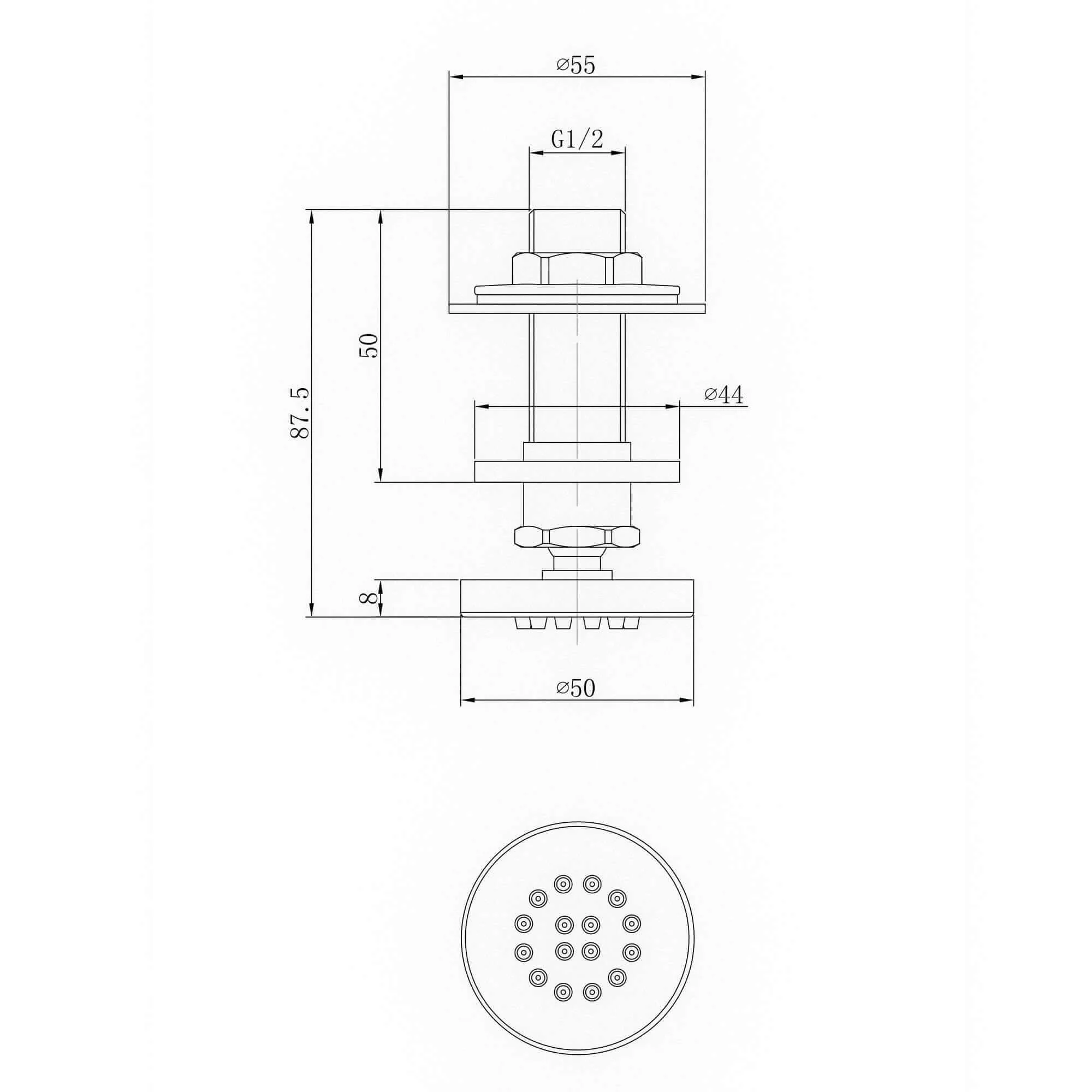 Round shower body jet - matt black - Image 6