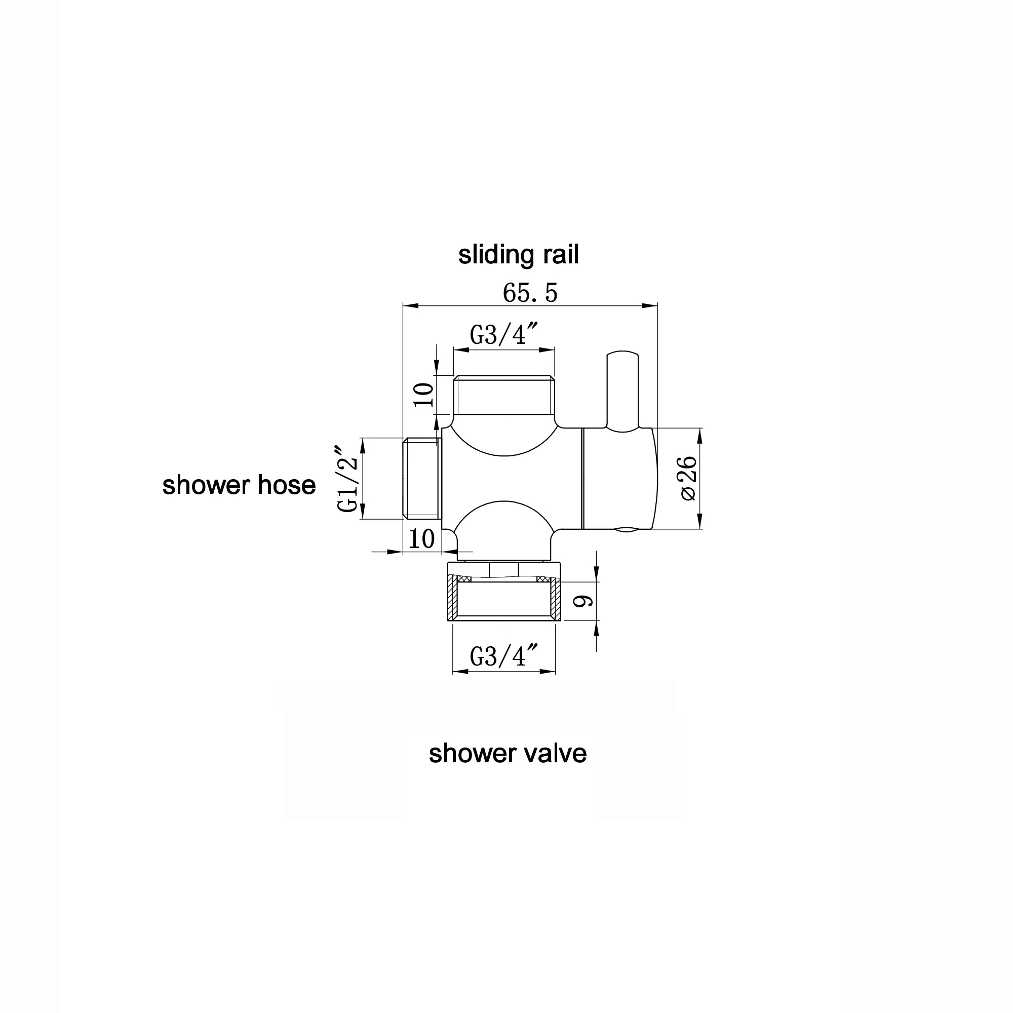 Round shower diverter valve 3/4" - gunmetal grey - Image 2