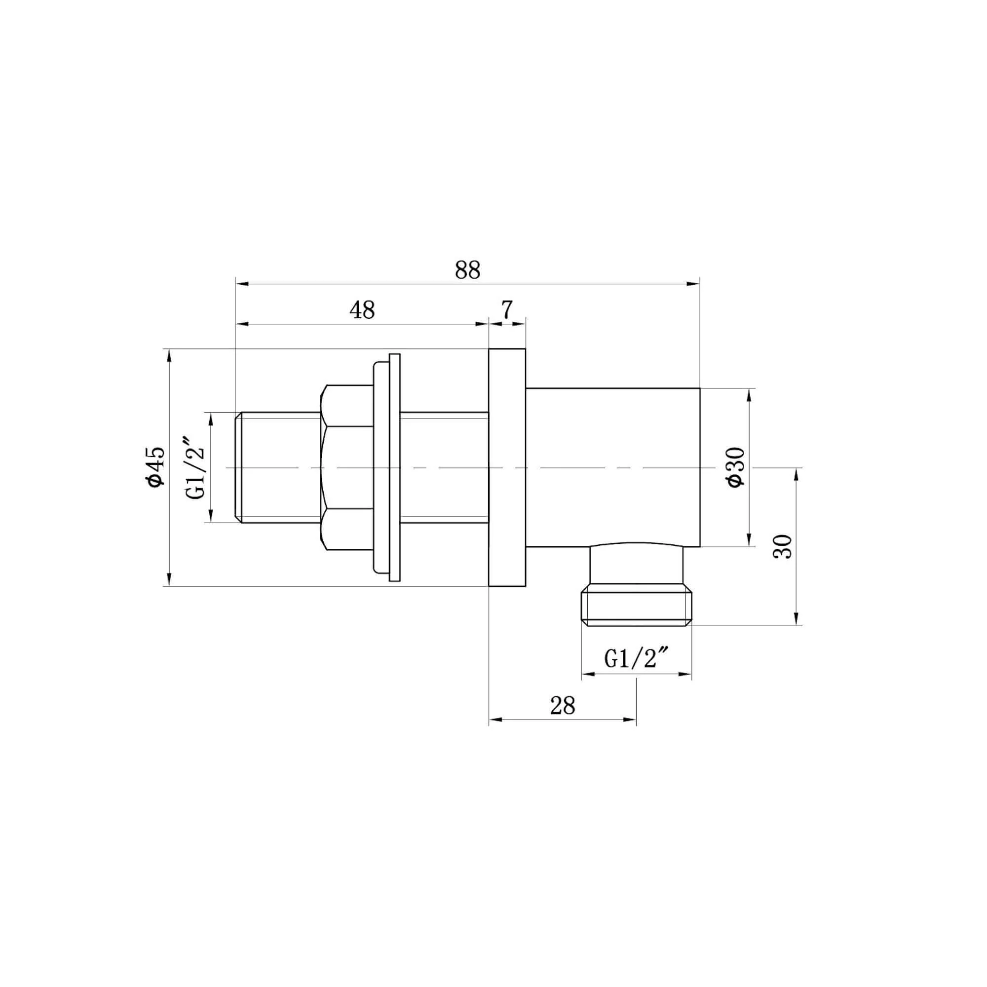 Round shower outlet elbow solid brass - chrome - Image 3