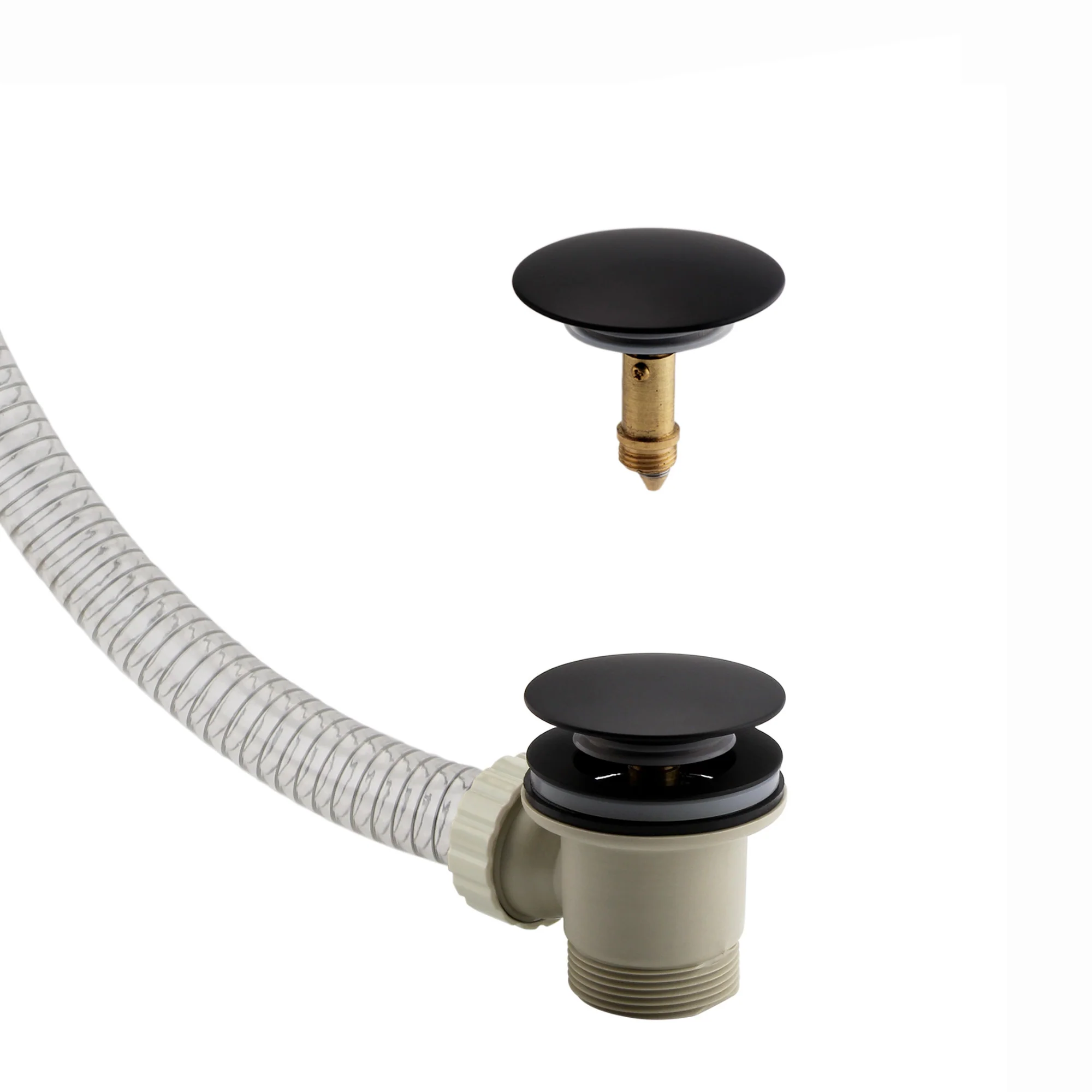 Round temperature control bath mixer filler with overflow and clicker waste - matt black - Image 3
