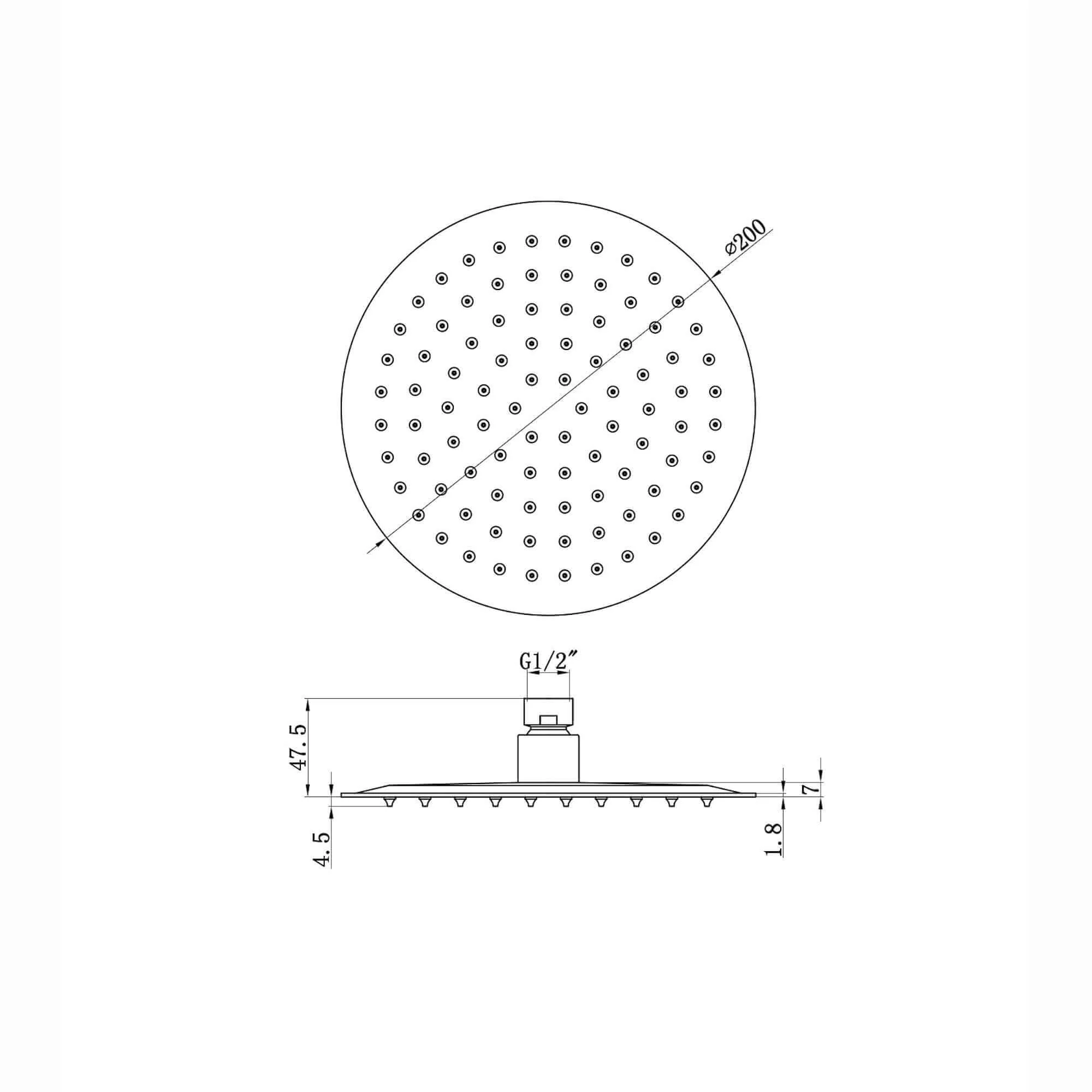 Round ultra slim shower head stainless steel 200mm - chrome - Image 5
