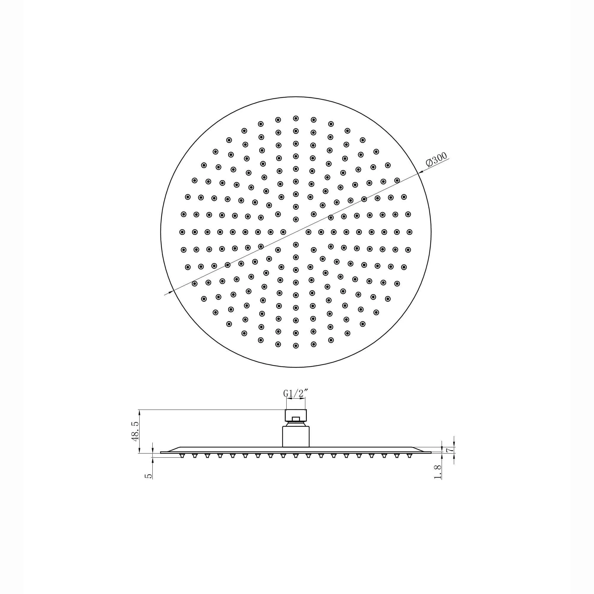 Round ultra slim shower head stainless steel 300mm - brushed brass - Image 4
