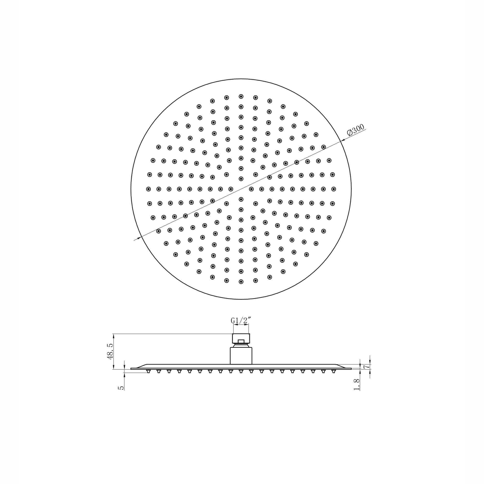 Round ultra slim shower head stainless steel 300mm - chrome - Image 6