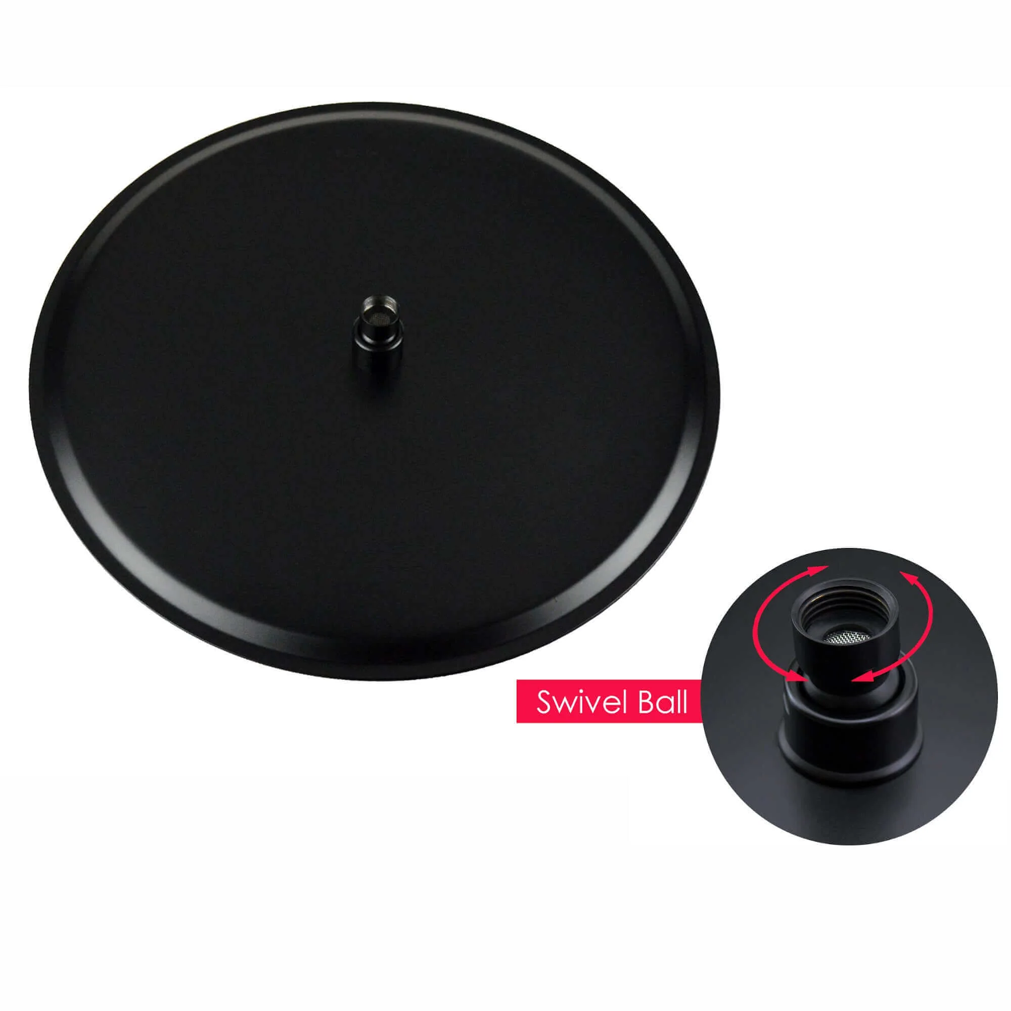 Round ultra slim shower head stainless steel 300mm - matt black - Image 3