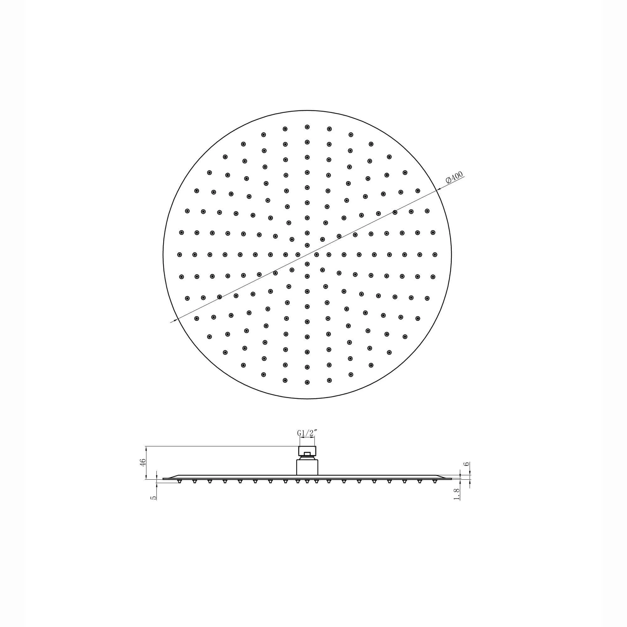 Round ultra slim shower head stainless steel 400mm - brushed brass - Image 3