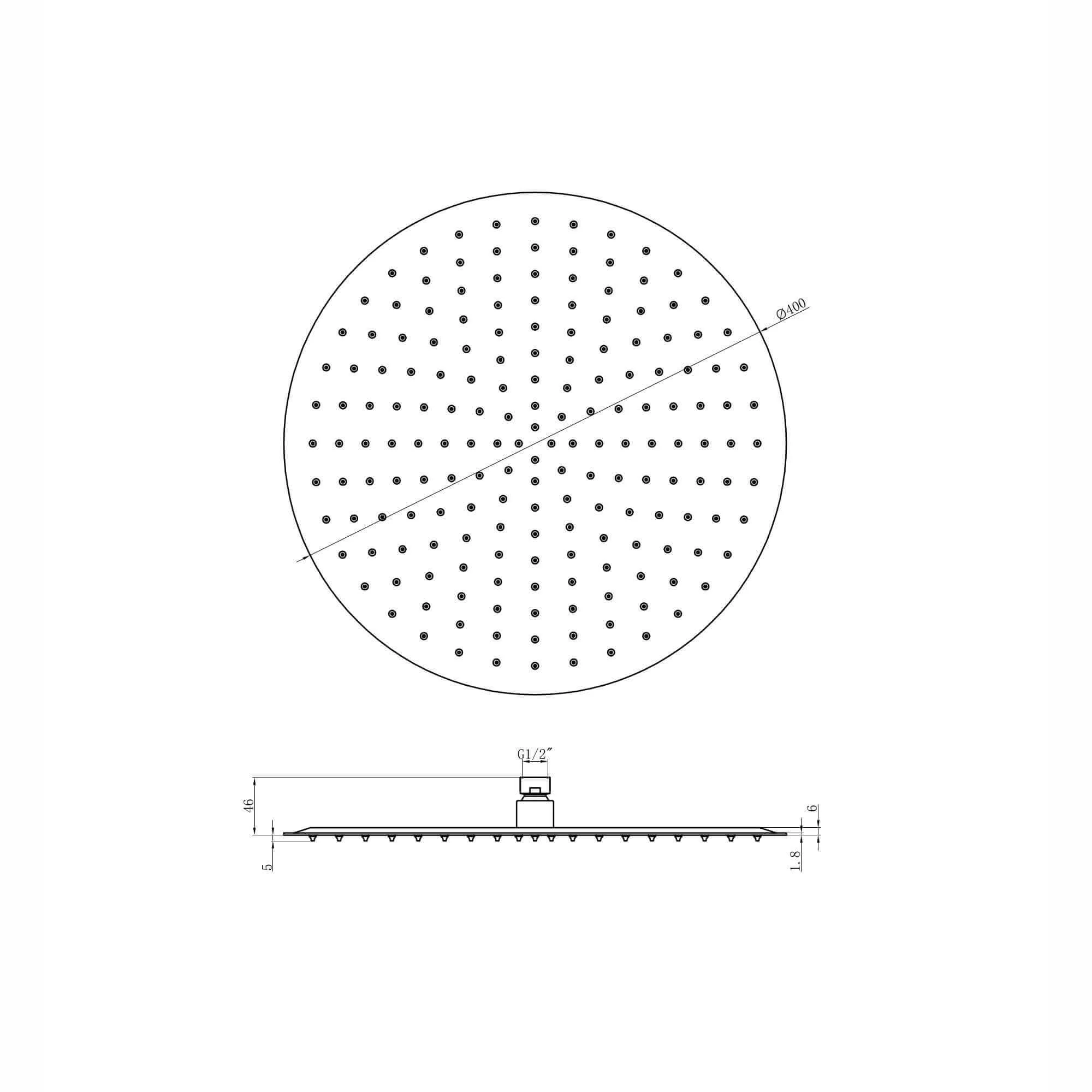 Round ultra slim shower head stainless steel 400mm - chrome - Image 5