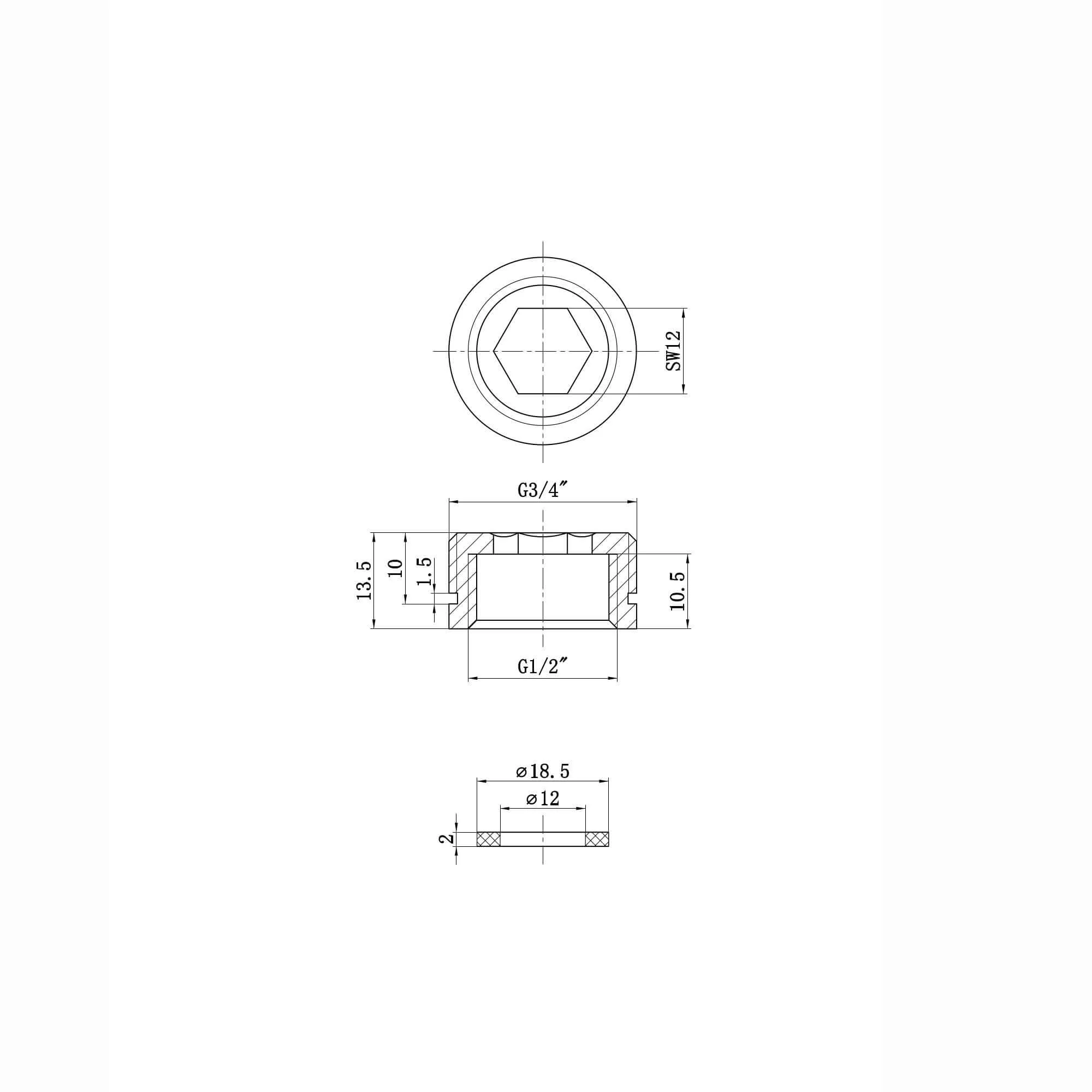 Shower adaptor 1/2" female to 3/4" male - black - Image 3