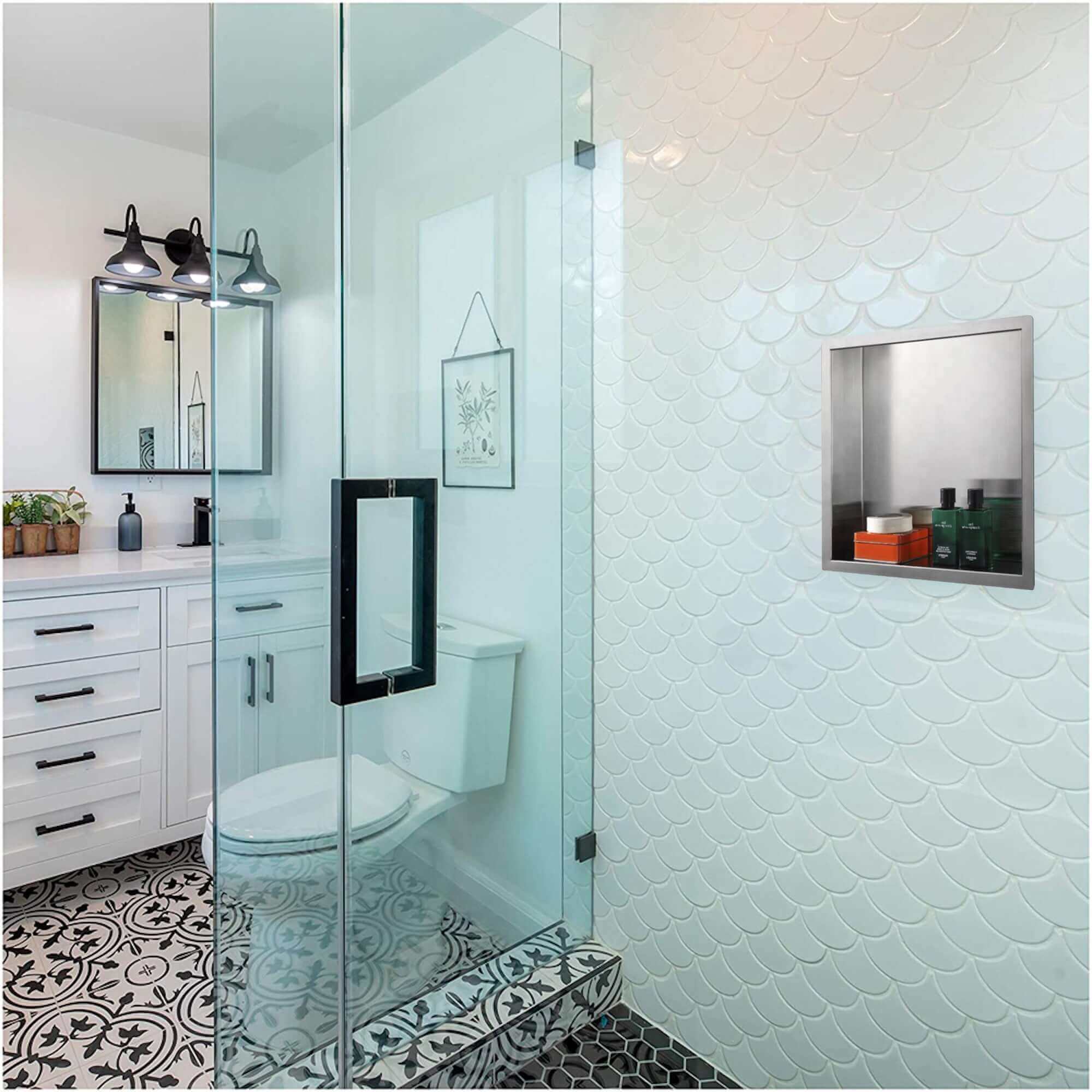 Shower Niche 300 x 300 - Brushed Steel - Image 3