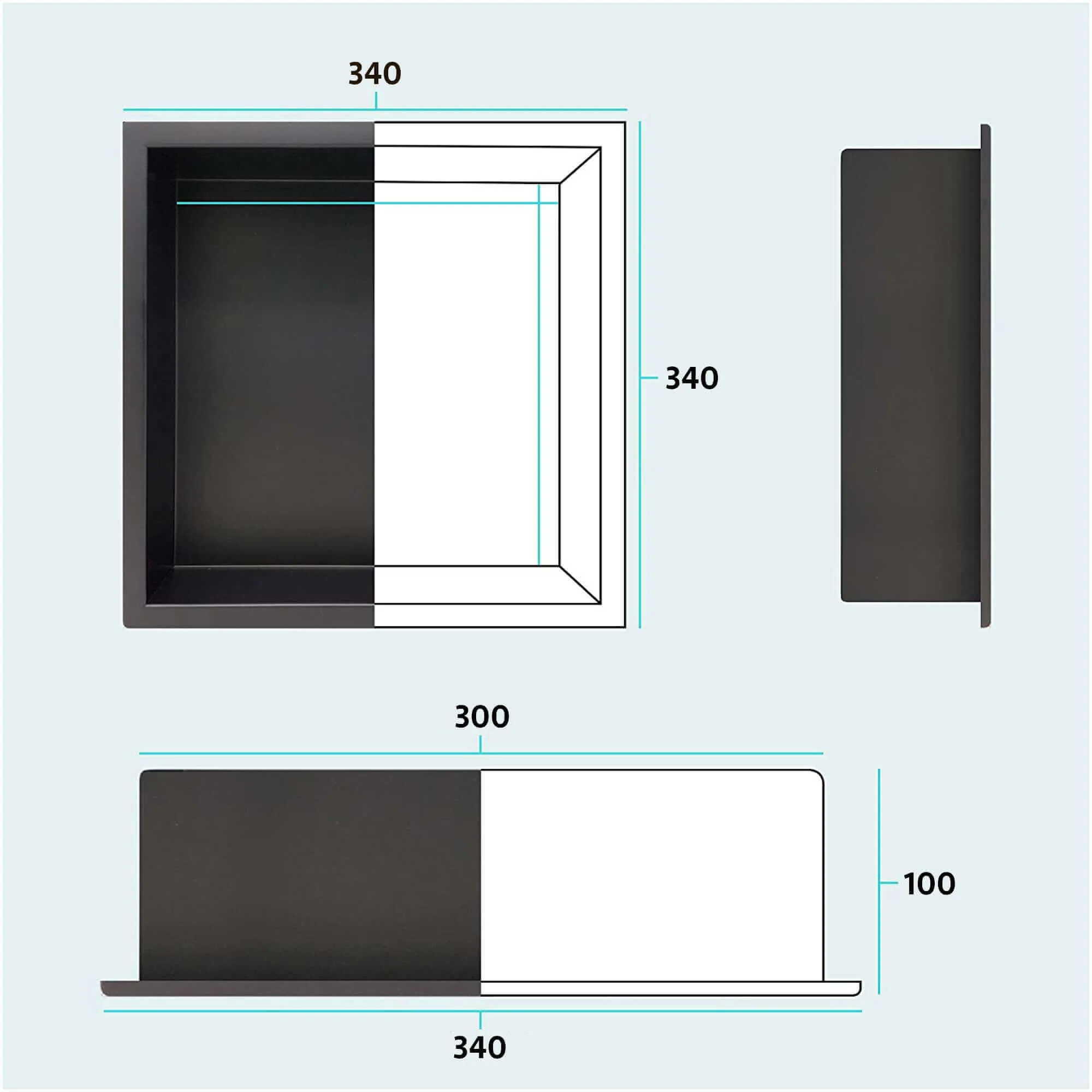 Shower Niche 300 x 300 - Brushed Steel - Image 6