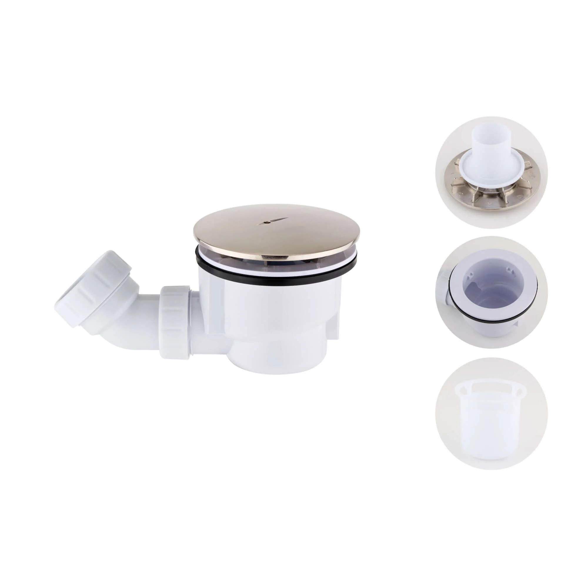 Shower tray high flow waste 90mm - brushed nickel - Image 3