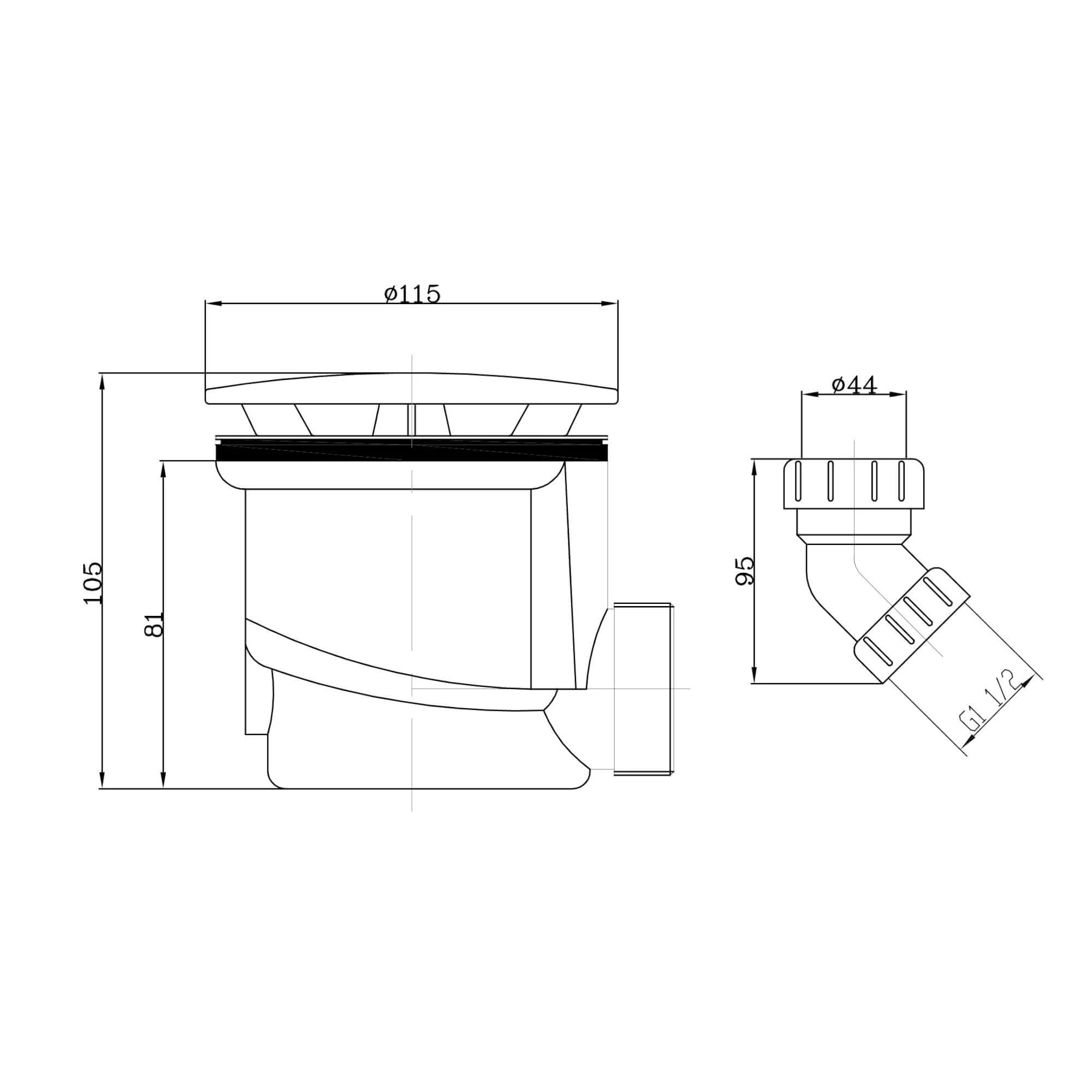 Shower tray high flow waste 90mm - matt white - Image 4