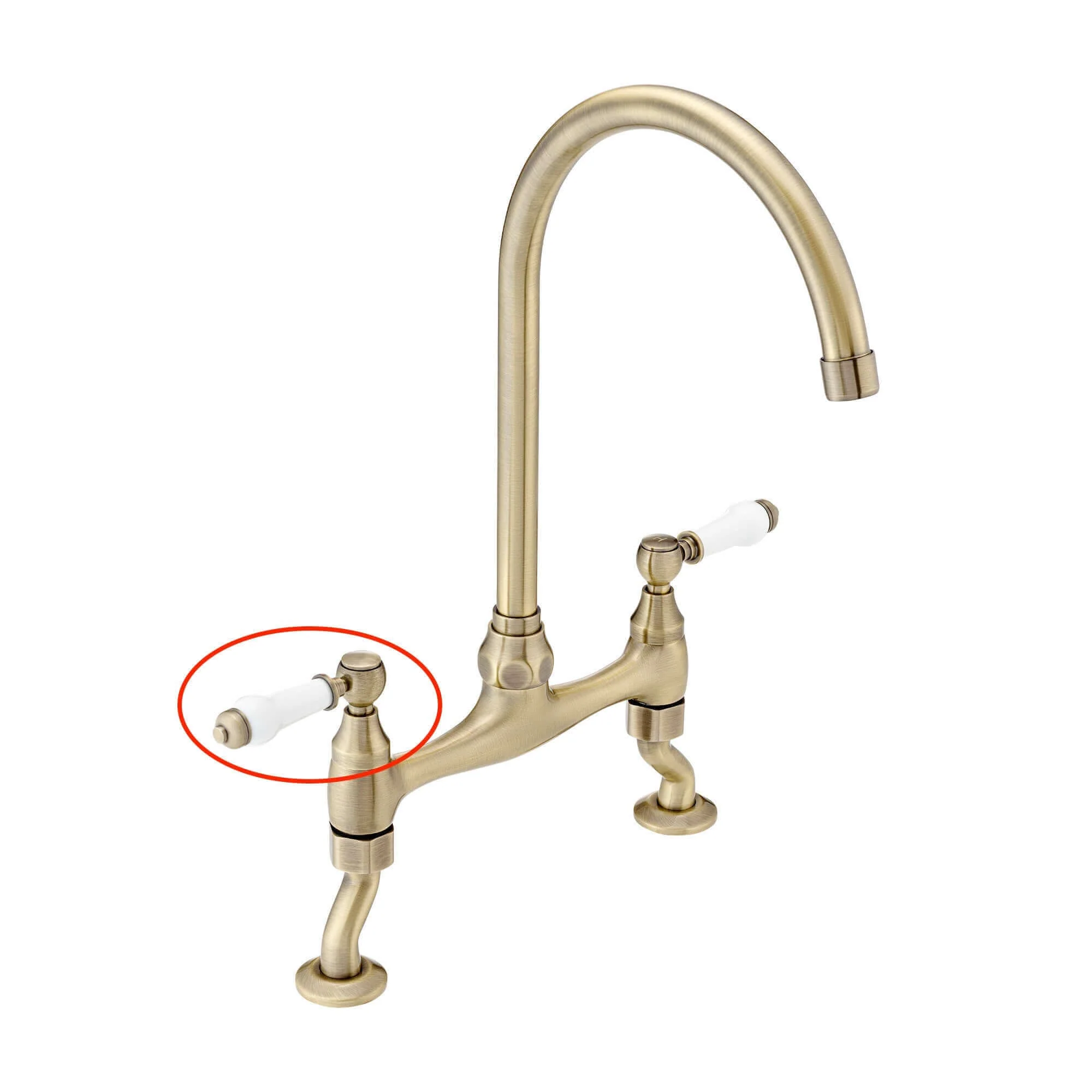 Single handle for Astbury, Brompton - COLD - antique brass - Image 2