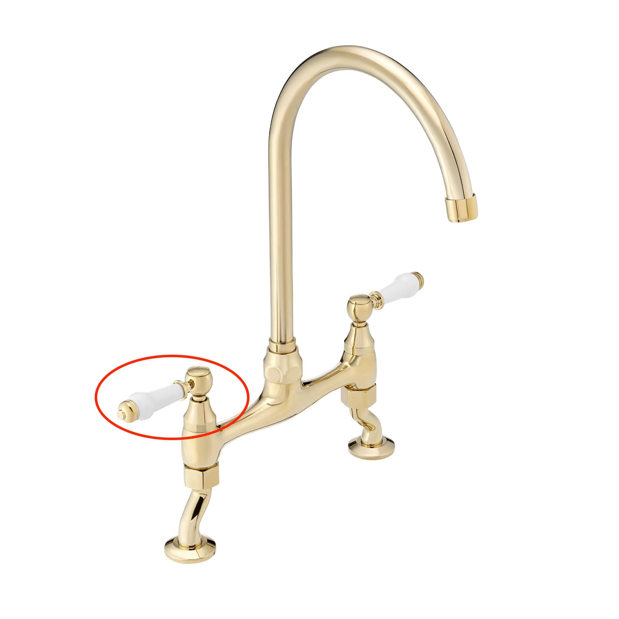 Single handle for Astbury, Brompton - HOT - gold - Image 2