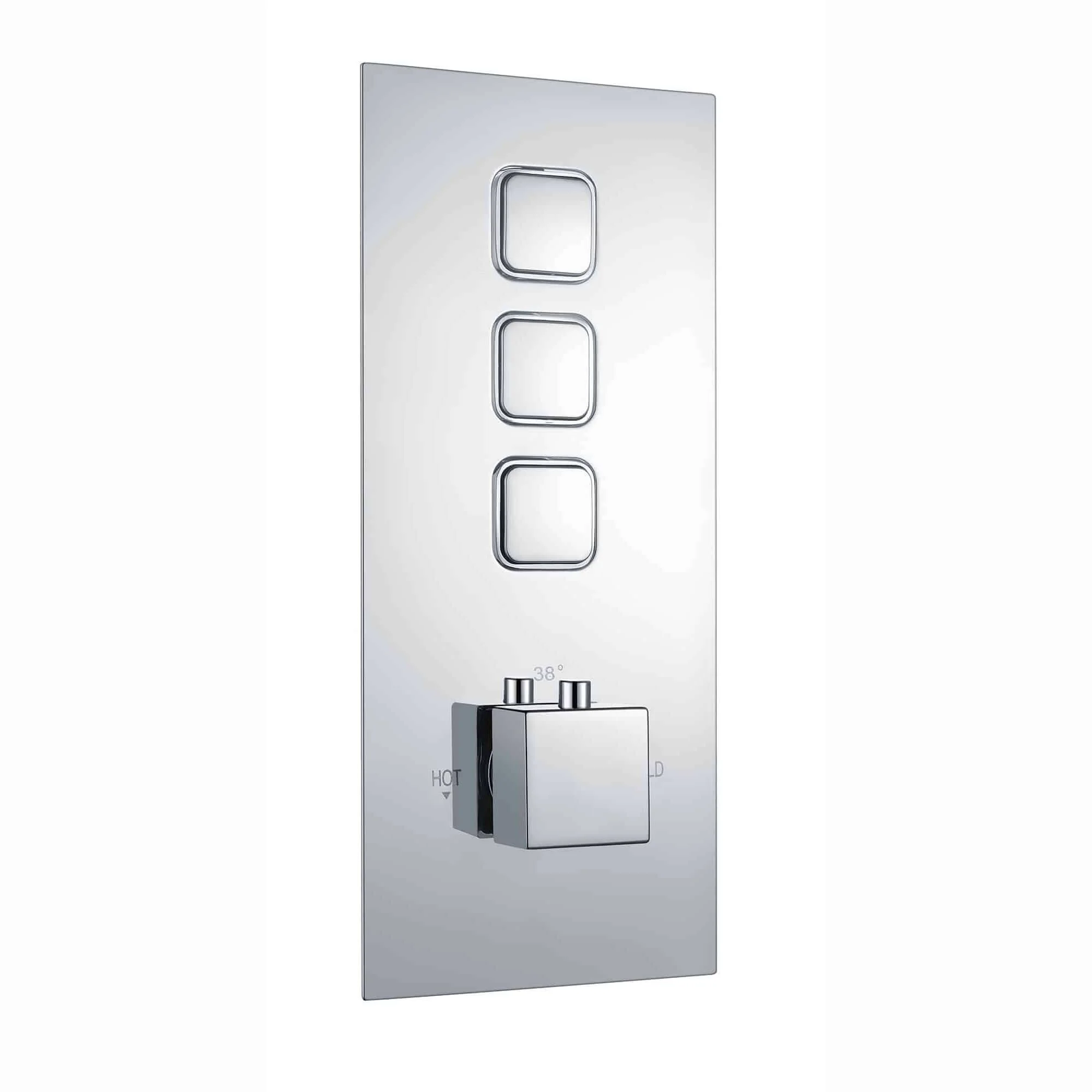 Spello Square Thermostatic Concealed Shower Set with Bath Filler, Wall Overhead Shower, Handset Kit - Chrome - Image 6