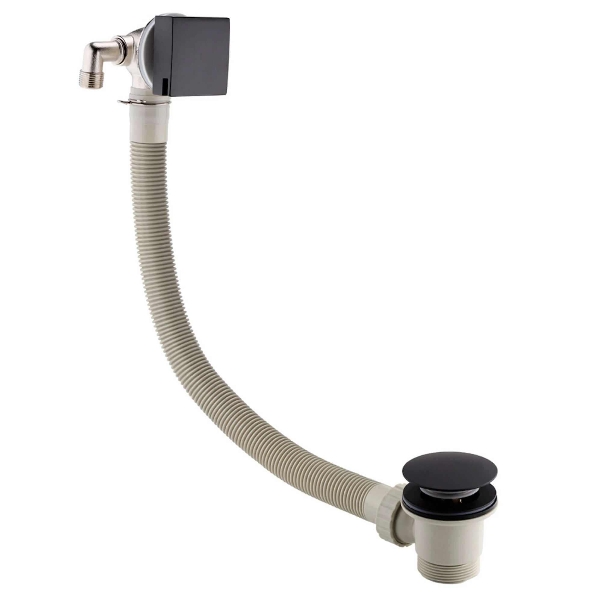 Spello Square Thermostatic Concealed Shower Set with Bath Filler, Wall Overhead Shower, Handset Kit - Black - Image 3