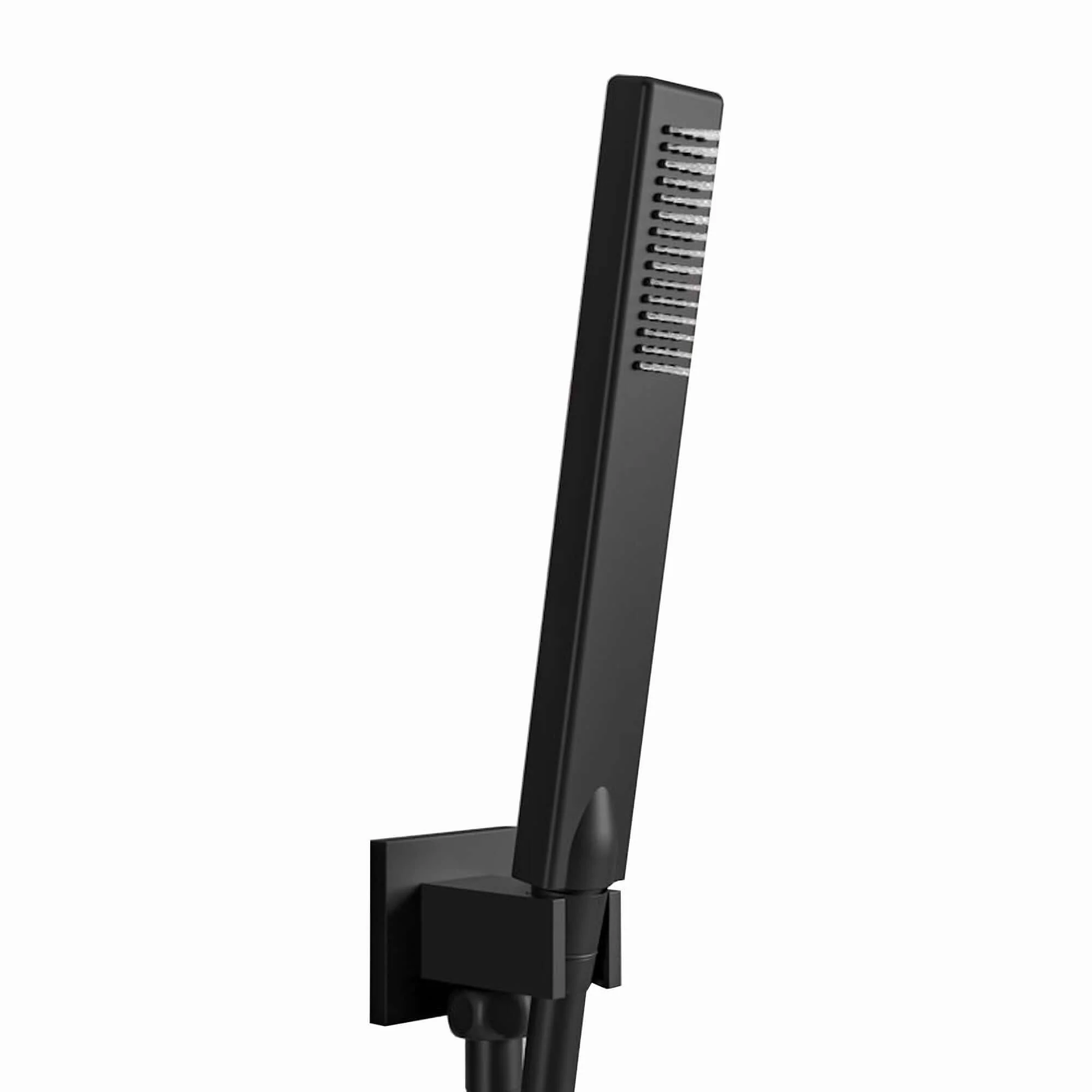 Spello Square Thermostatic Concealed Shower Set with Bath Filler, Wall Overhead Shower, Handset Kit - Black - Image 4
