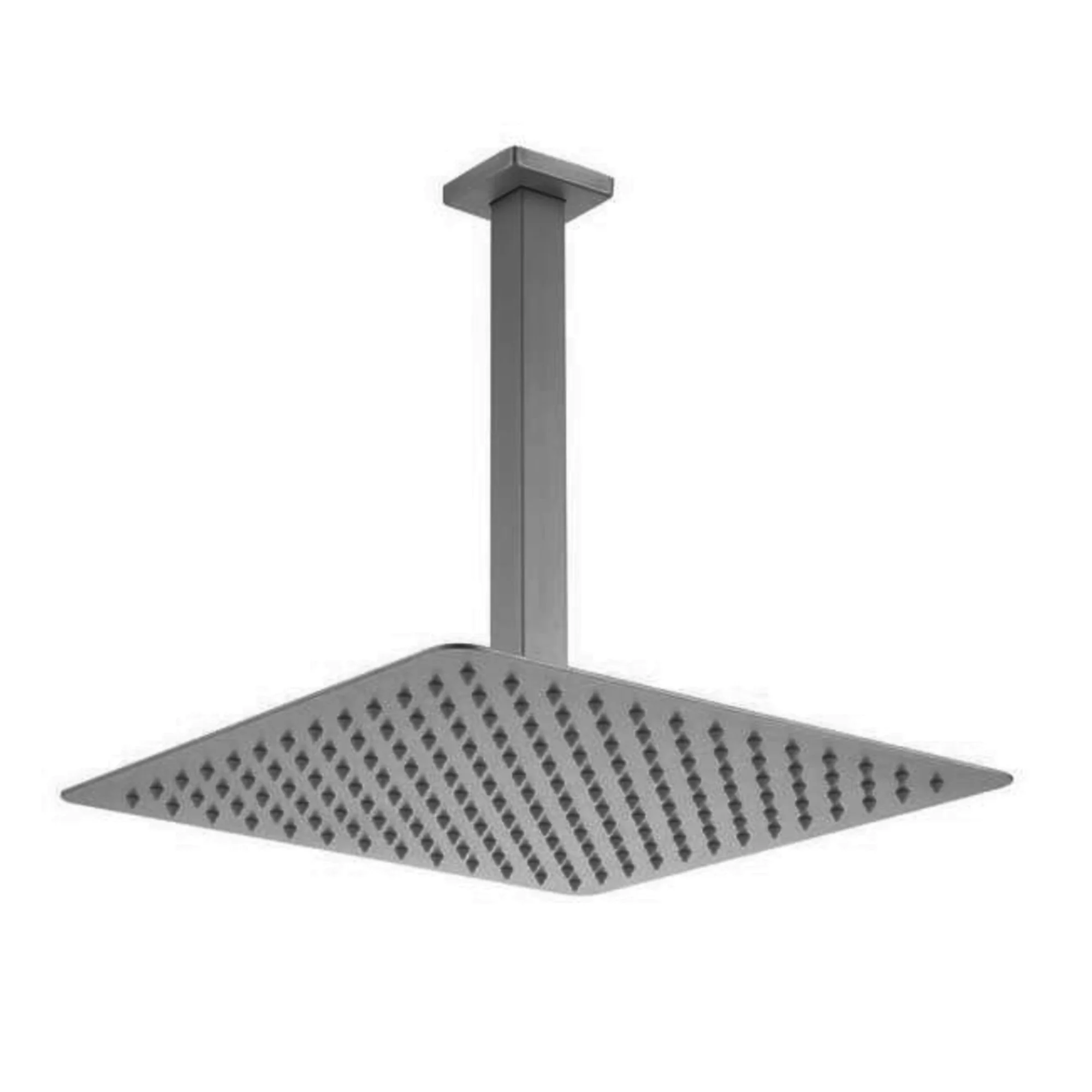 Spello Square Thermostatic Concealed Shower Set with Ceiling Mounted Shower - Gunmetal Grey - Image 2