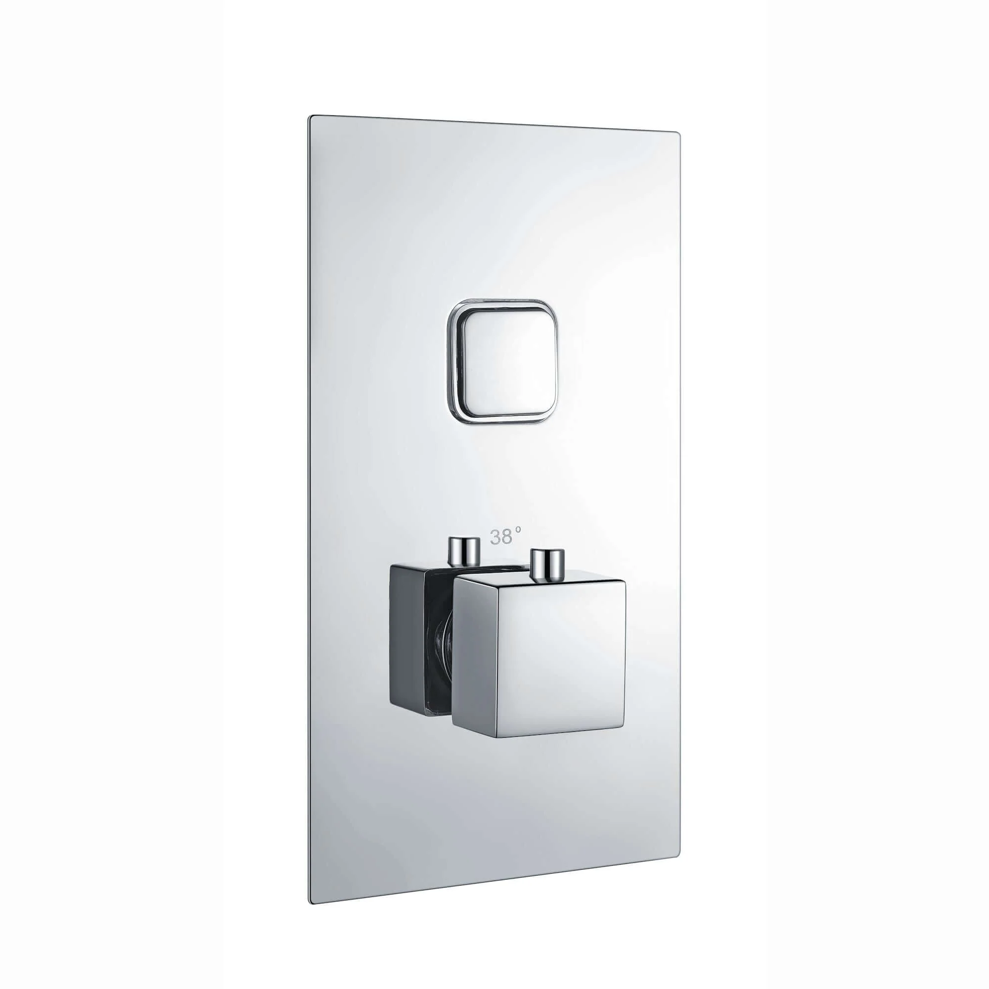 Spello Square Thermostatic Concealed Shower Set with Wall Mounted Shower Head - Chrome - Image 3