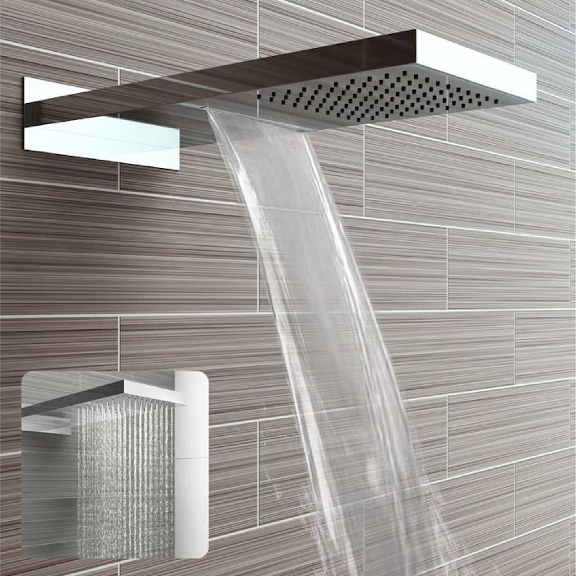 Spello Square Thermostatic Concealed Shower Set with Dual Overhead Shower, Handset Kit - Chrome - Image 3