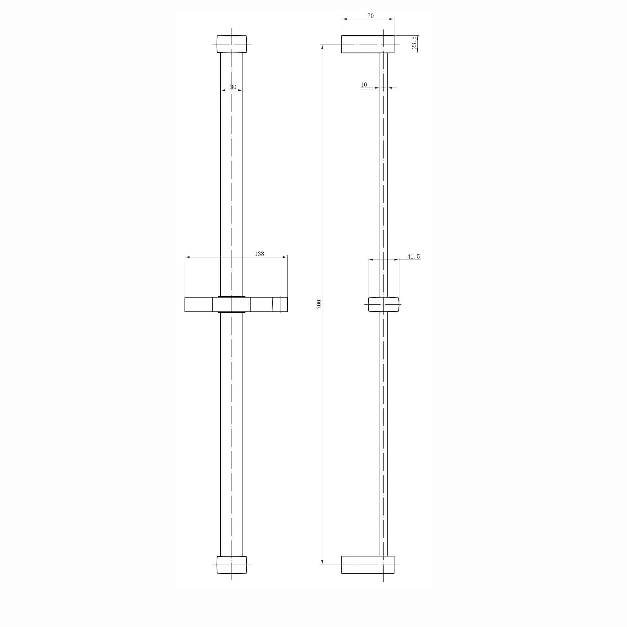 Square contemporary shower slider rail bar with hand shower holder - chrome - Image 2