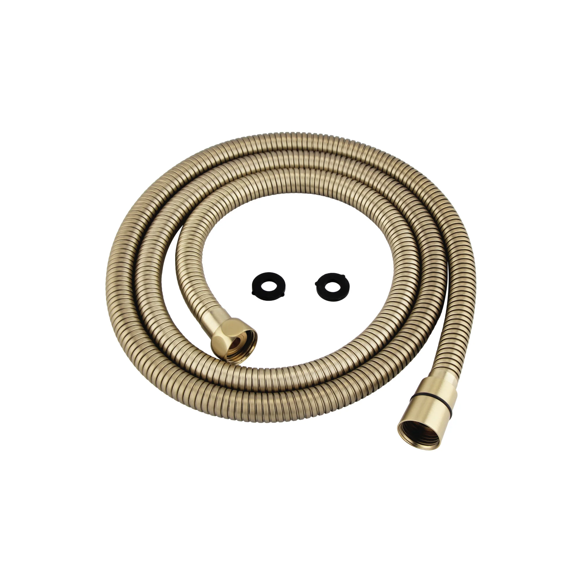 Square dual shower riser rail kit for exposed installation - brushed brass - Image 3