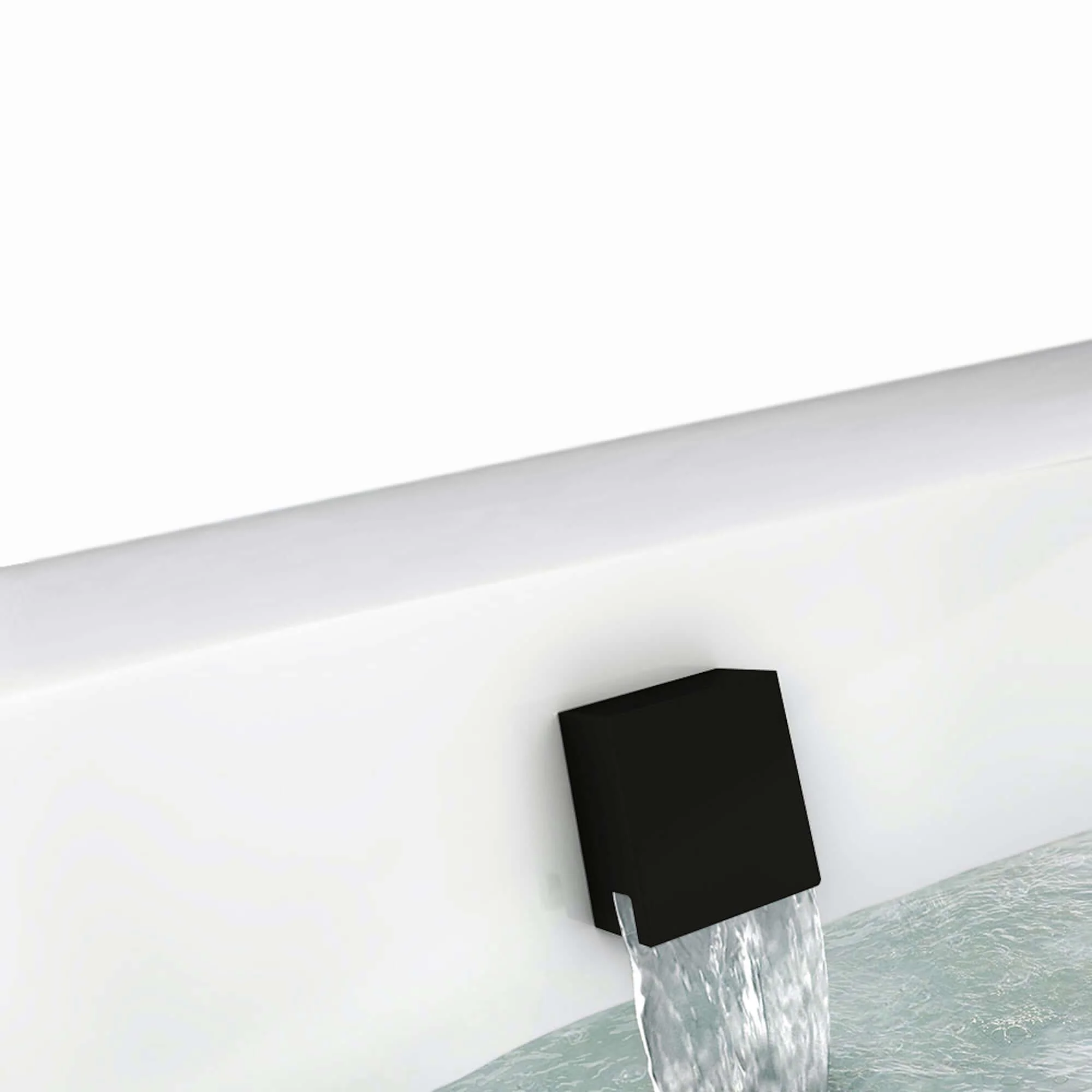 Square freeflow bath filler with overflow and clicker waste - matt black - Image 2