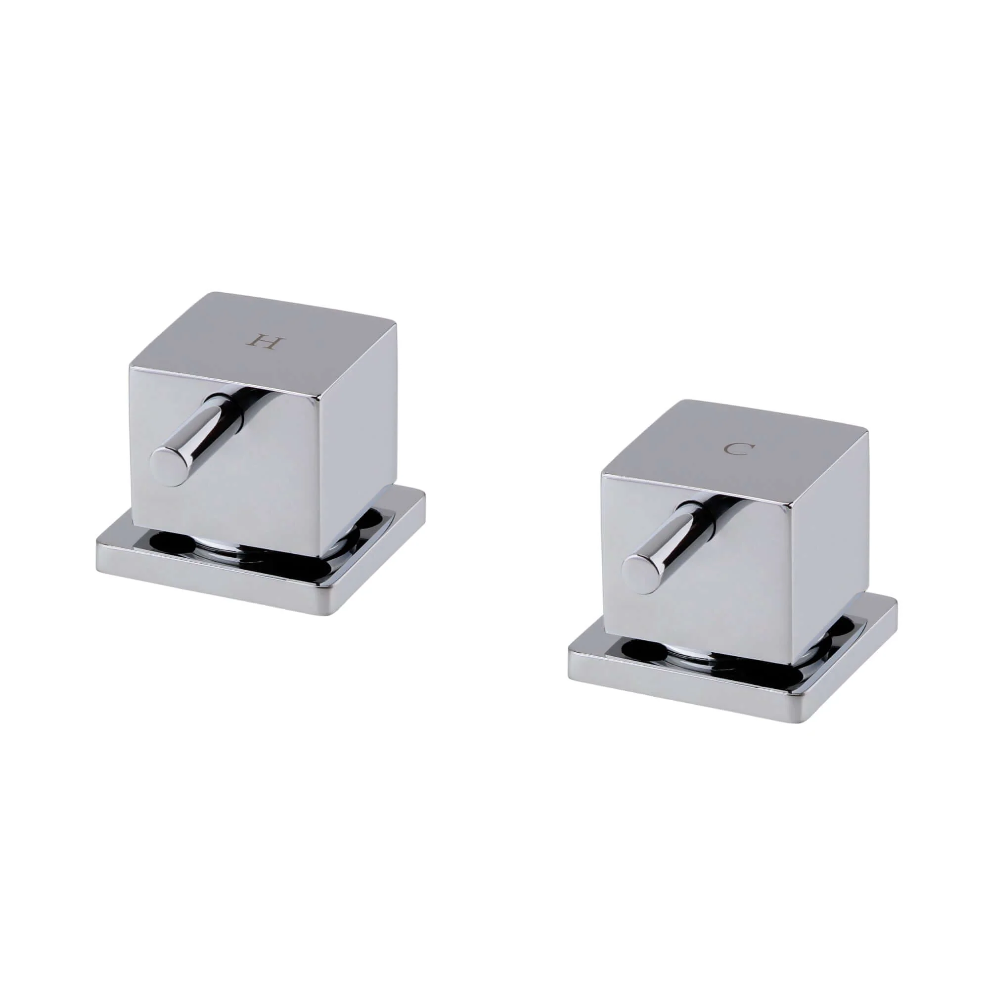 Square overflow bath filler with 3/4" deck bath side valves (pair) - chrome - Image 3
