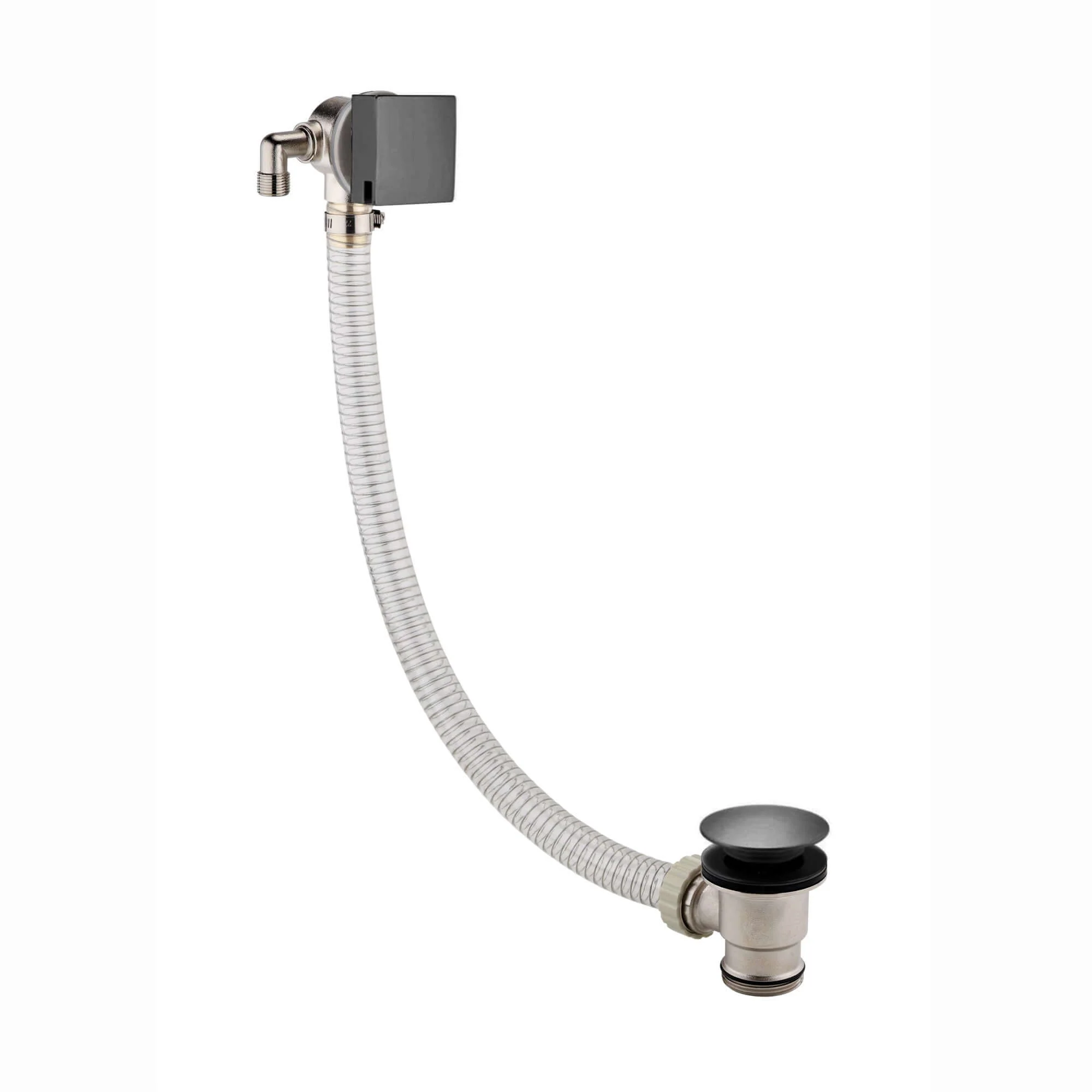 Square overflow bath filler with 3/4" deck bath side valves (pair) - gunmetal grey - Image 2