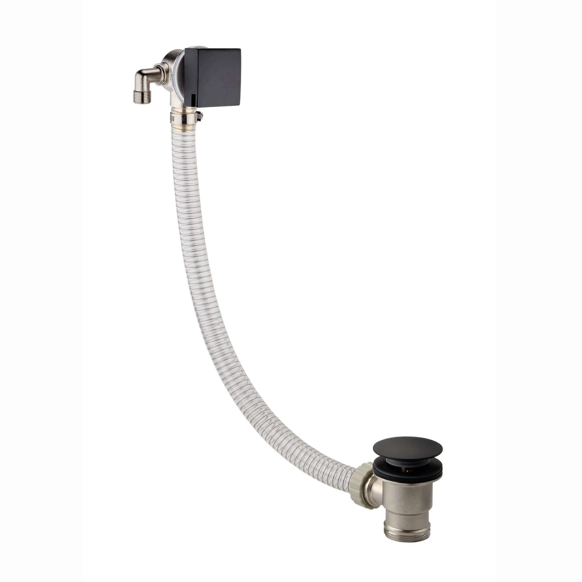Square overflow bath filler with 3/4" deck bath side valves (pair) - matt black - Image 2