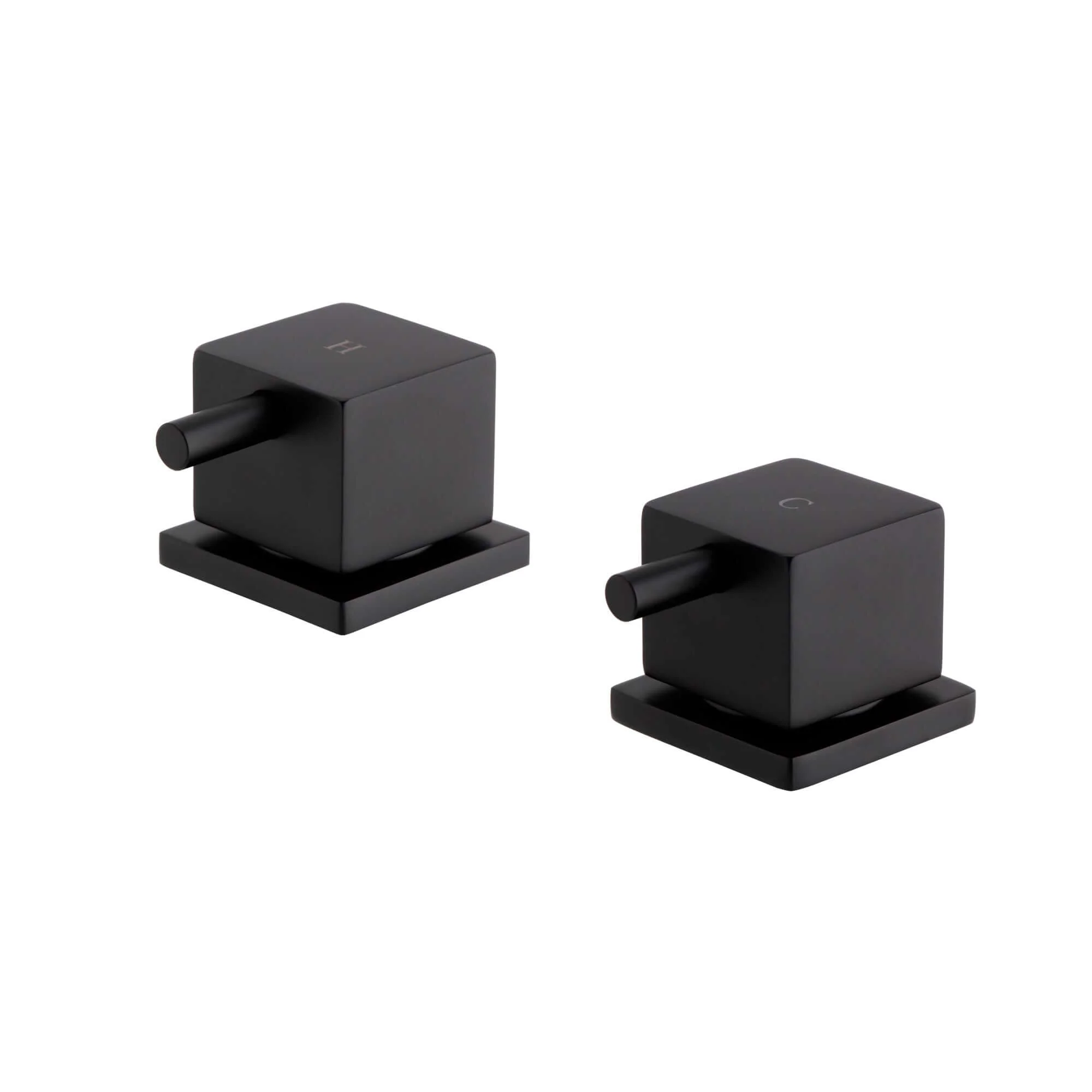 Square overflow bath filler with 3/4" deck bath side valves (pair) - matt black - Image 3