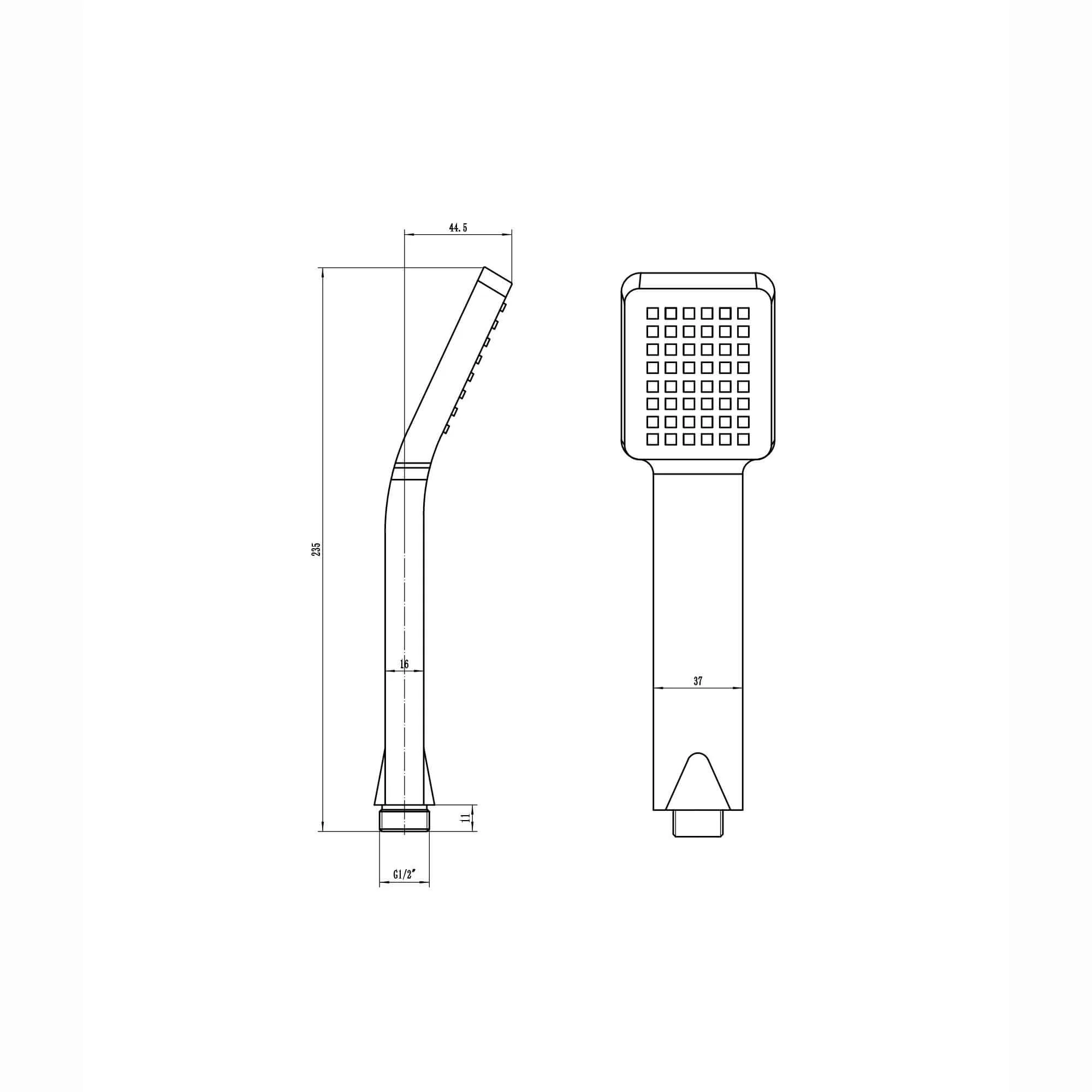 Square paddle hand shower - matt black - Image 5